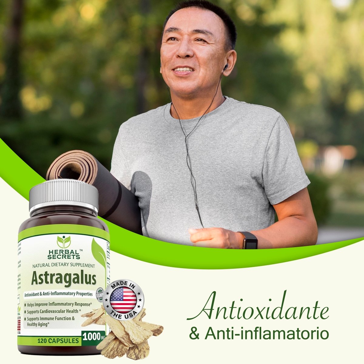 Herbal Secrets® Astragalus 1000mg 120 Cápsulas - Hi Vitamins