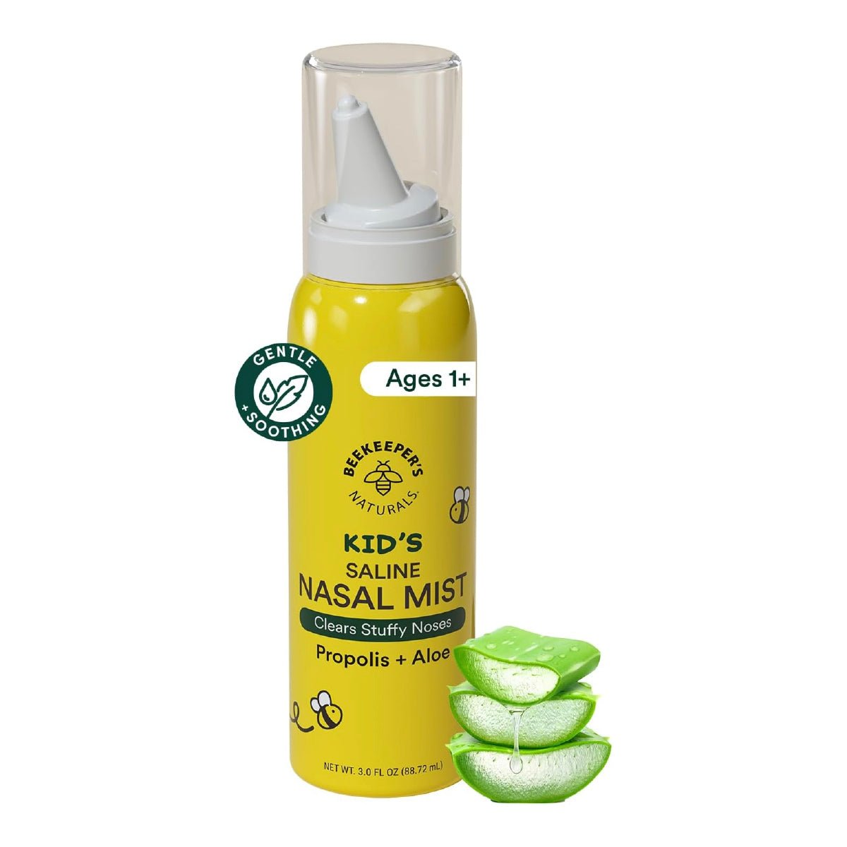 Beekeeper's Naturals Nebulizador Nasal Salino Infantil 88.72 ml Limpieza Nasal e Hidratación con Aloe y Propóleo - Hi Vitamins