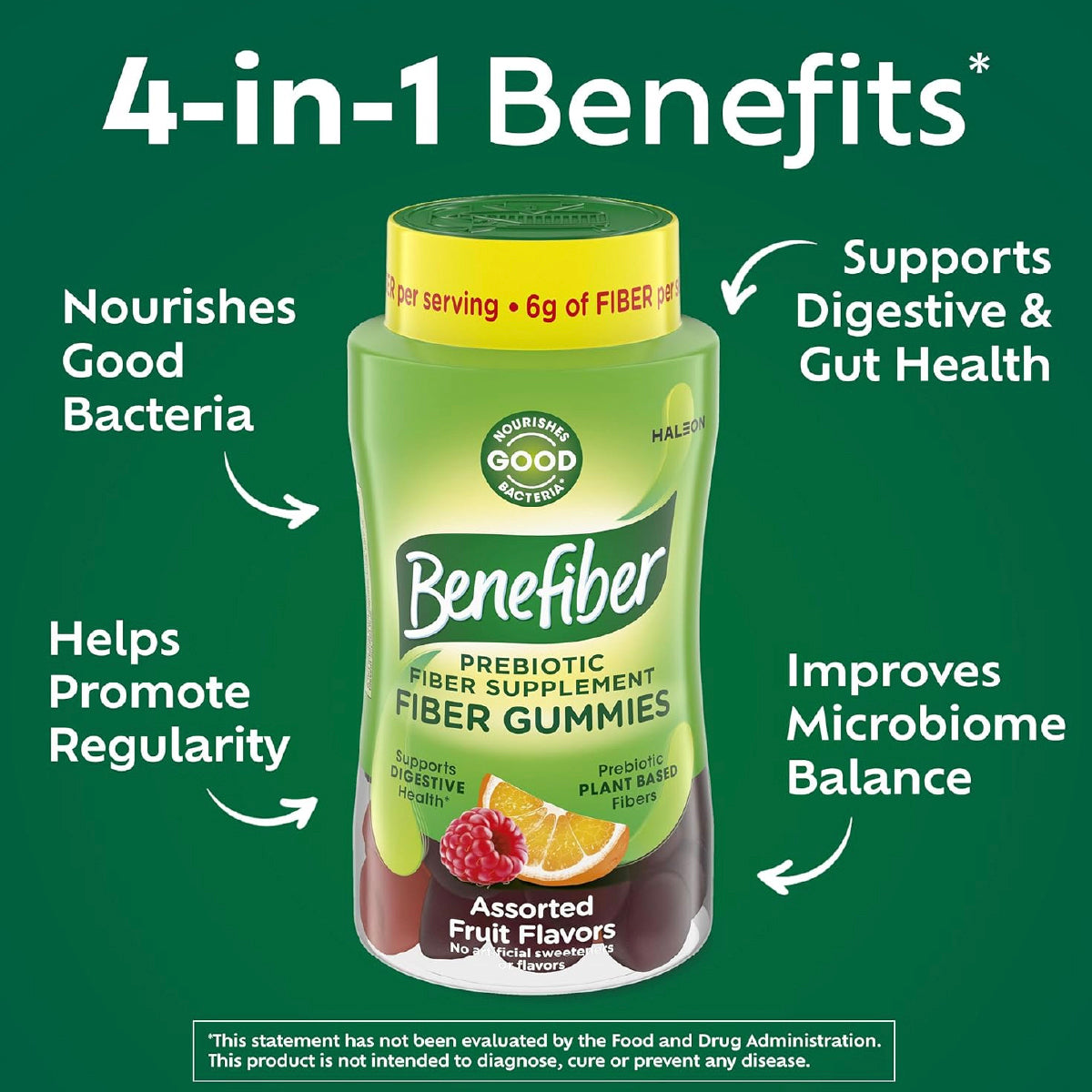 Benefiber Gomitas de Fibra Prebiótica 81 Gomitas Apoyo Salud Digestiva y Bienestar Intestinal|