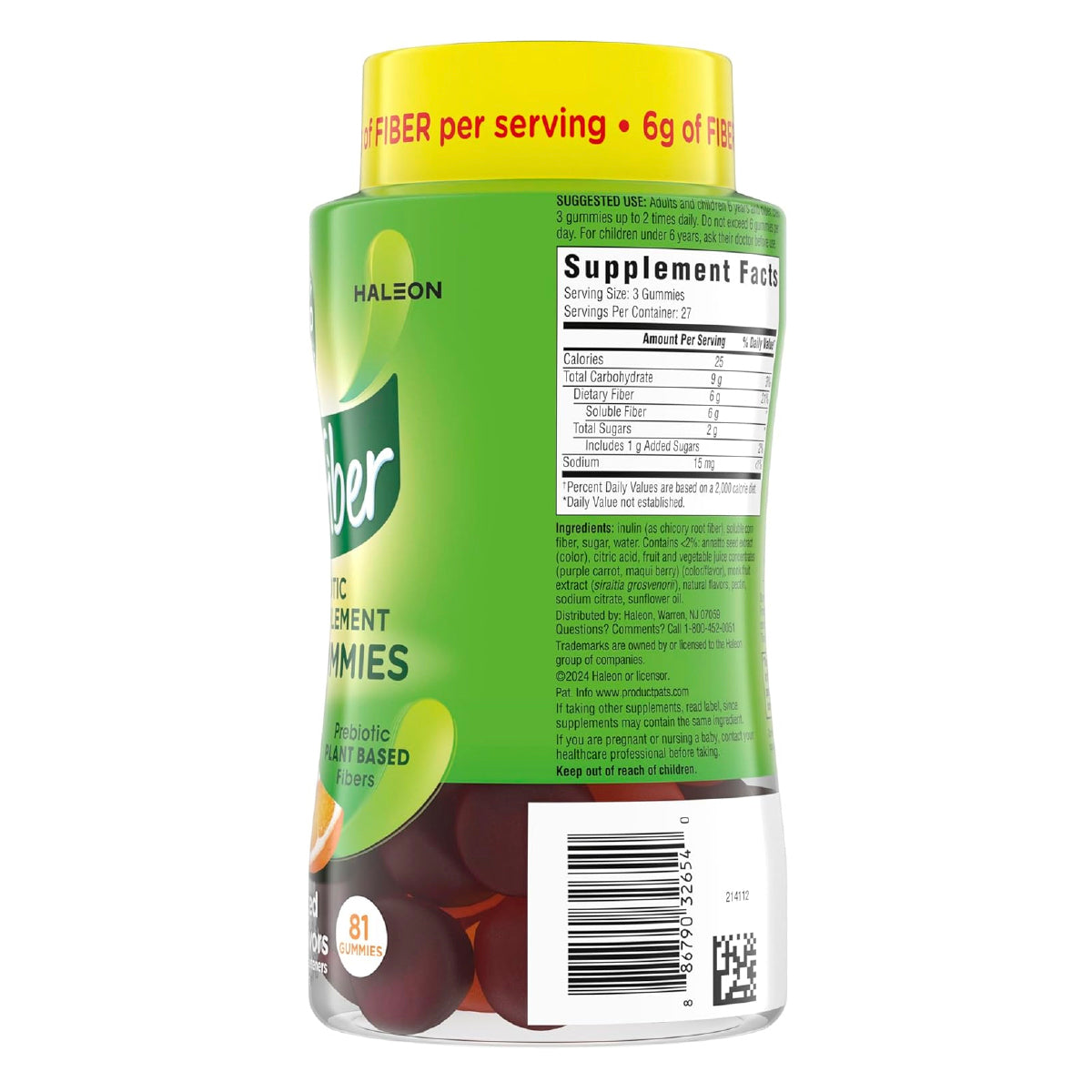Benefiber Gomitas de Fibra Prebiótica 81 Gomitas Apoyo Salud Digestiva y Bienestar Intestinal|