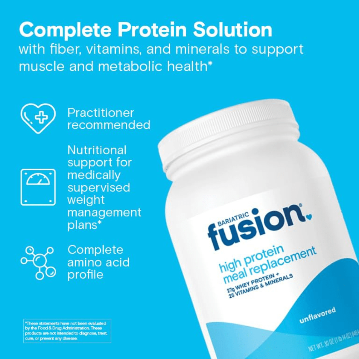 Bariatric Fusion Suplemento Alimenticio Alto en Proteína 848.4g sin sabor - Hi Vitamins