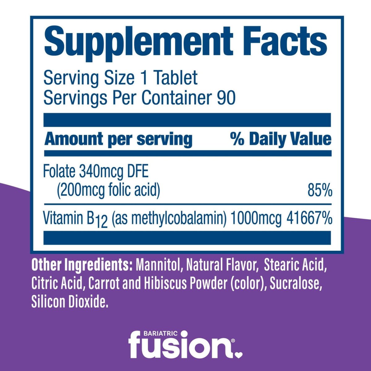 Bariatric Fusion Vitamina B12 Quick Melt 90 Tabletas sabor Uva - Hi Vitamins