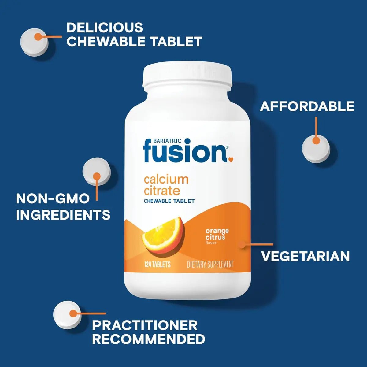 Bariatric Fusion Citrato de Calcio 124 Tabletas Sabor Naranja - Hi Vitamins