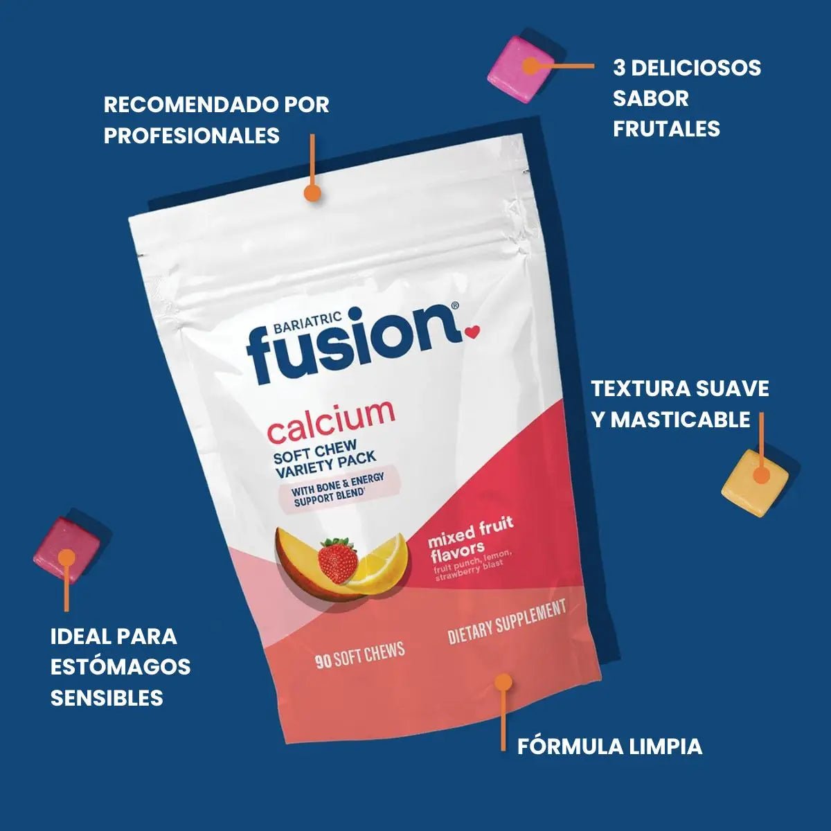Bariatric Fusion Citrato de Calcio Bariatrico con Vitamina D3 90 Chews - Hi Vitamins