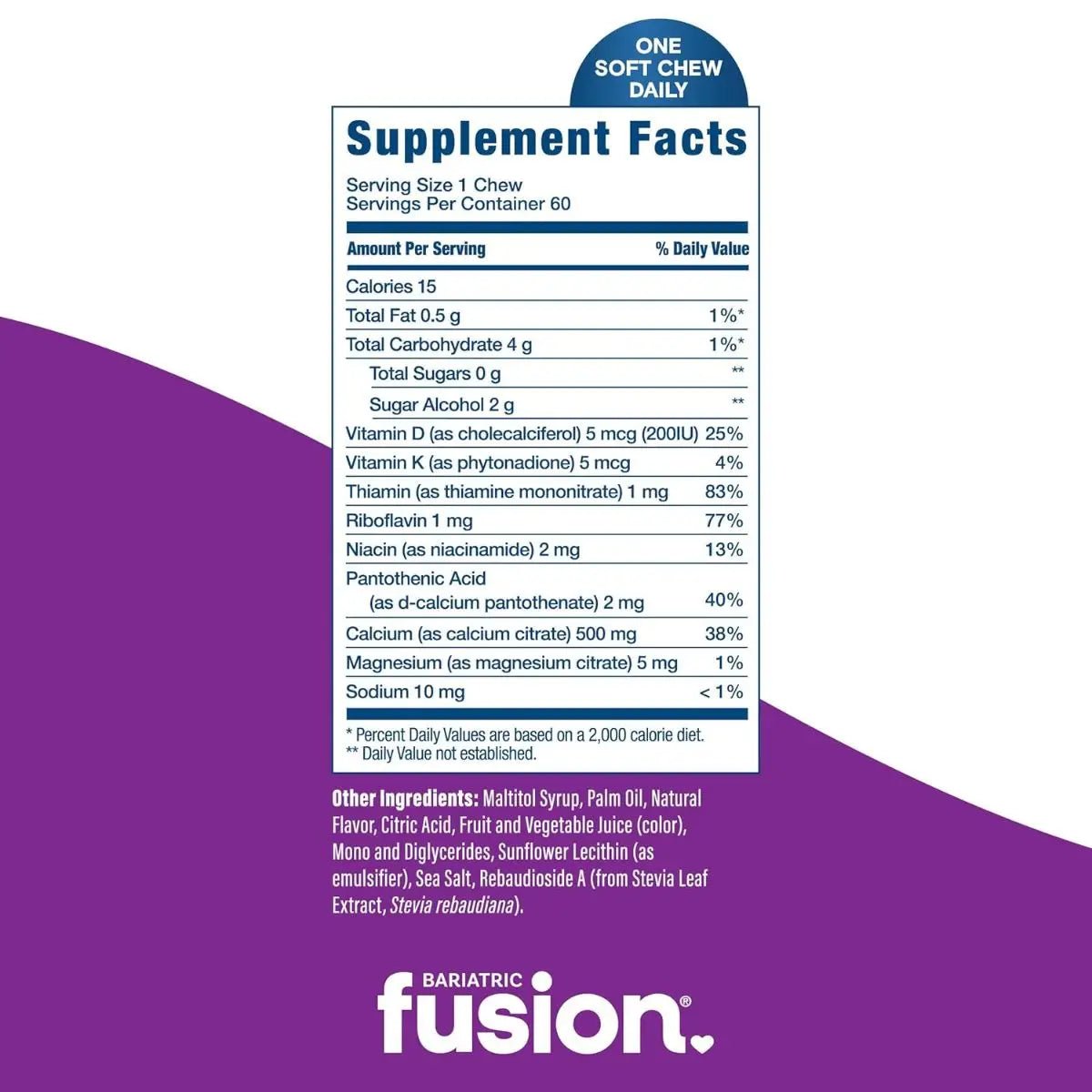 Bariatric Fusion Citrato de Calcio con Vitamina D3 60 Chews sabor Cran Grape - Hi Vitamins