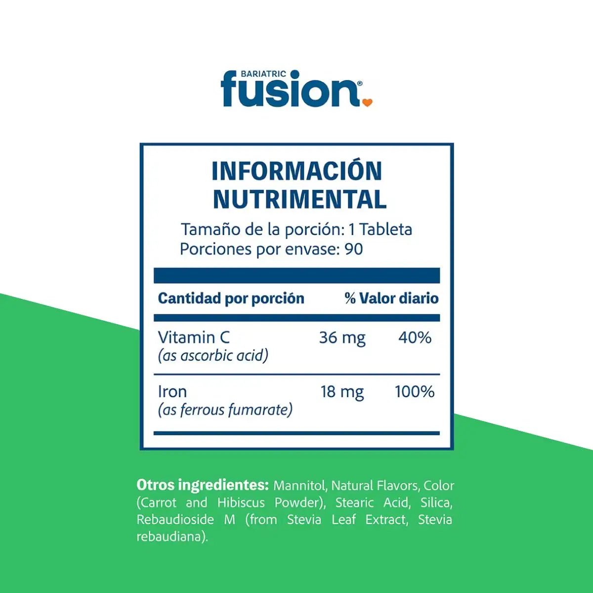 Bariatric Fusion Hierro 18 Mg + Vitamina C Sabor Sandía Fresa 90 Tabletas - Hi Vitamins
