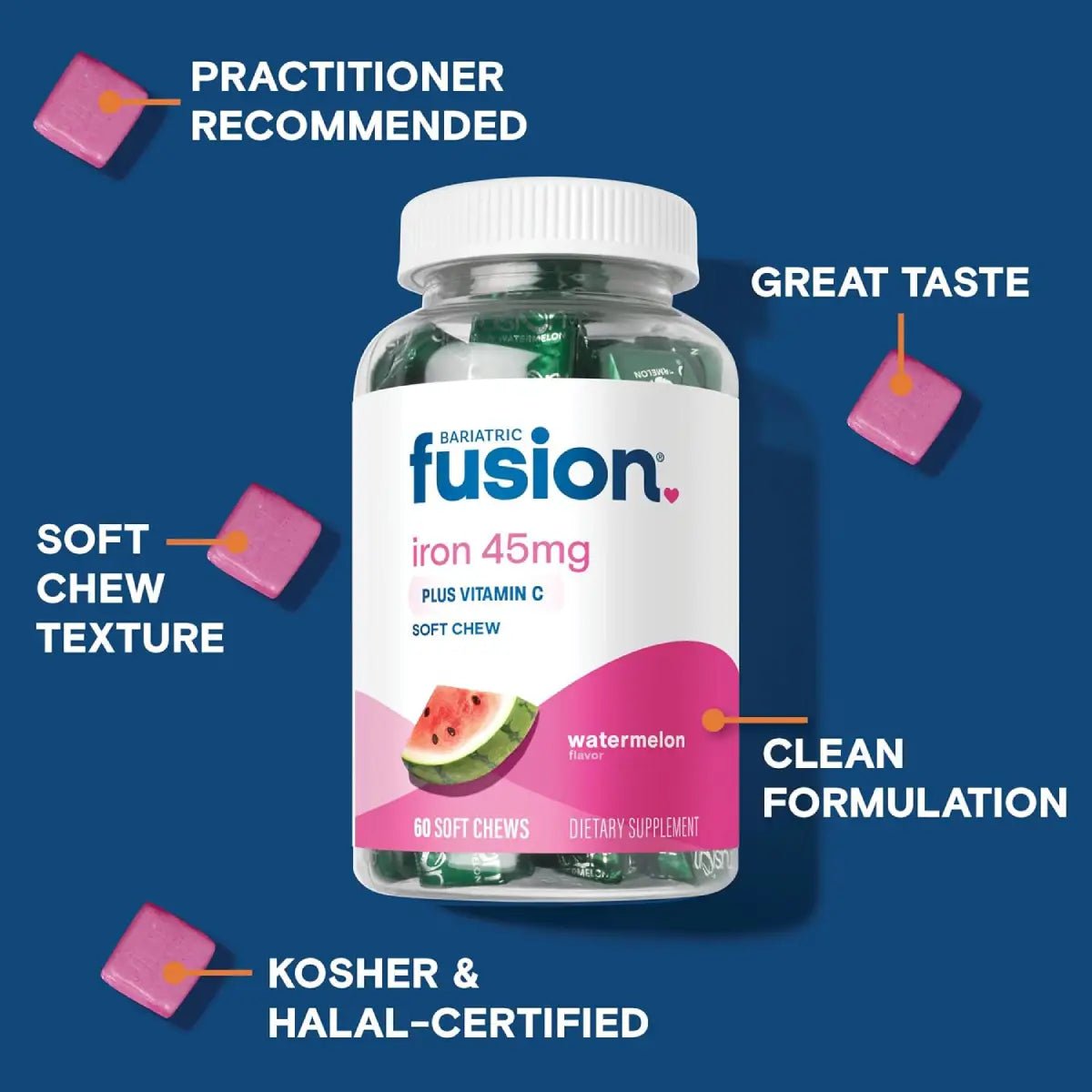 Bariatric Fusion Hierro 45 Mg 60 Masticables Sabor Sandía - Hi Vitamins