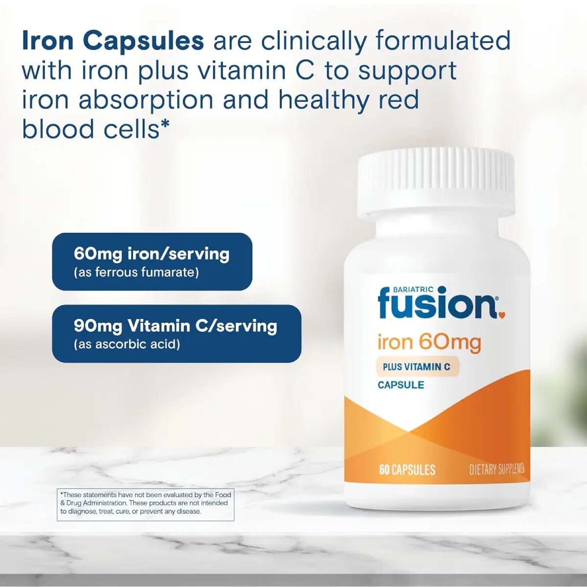 Bariatric Fusion Hierro 60 mg Vitamina C 60 Cápsulas - Hi Vitamins