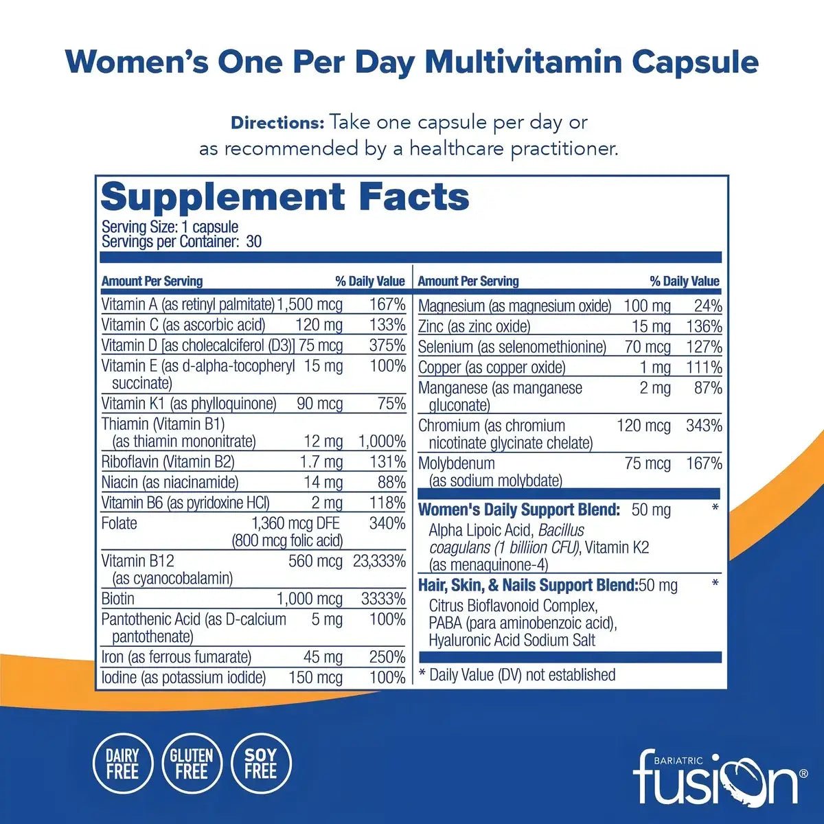 Bariatric Fusion Multivitamínico para Mujer One Per Day 30 Cápsulas - Hi Vitamins