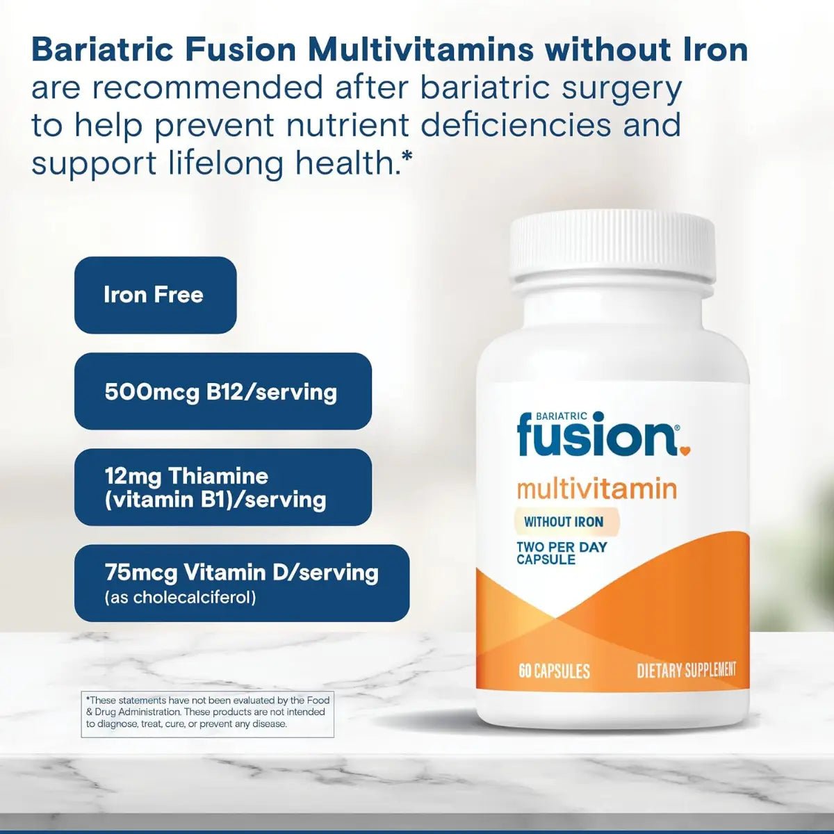 Bariatric Fusion Multivitamínico sin Hierro 60 Cápsulas (Dos por día) - Hi Vitamins