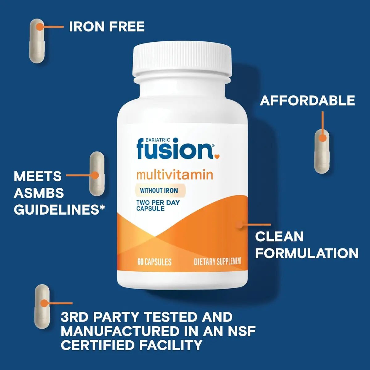 Bariatric Fusion Multivitamínico sin Hierro 60 Cápsulas (Dos por día) - Hi Vitamins