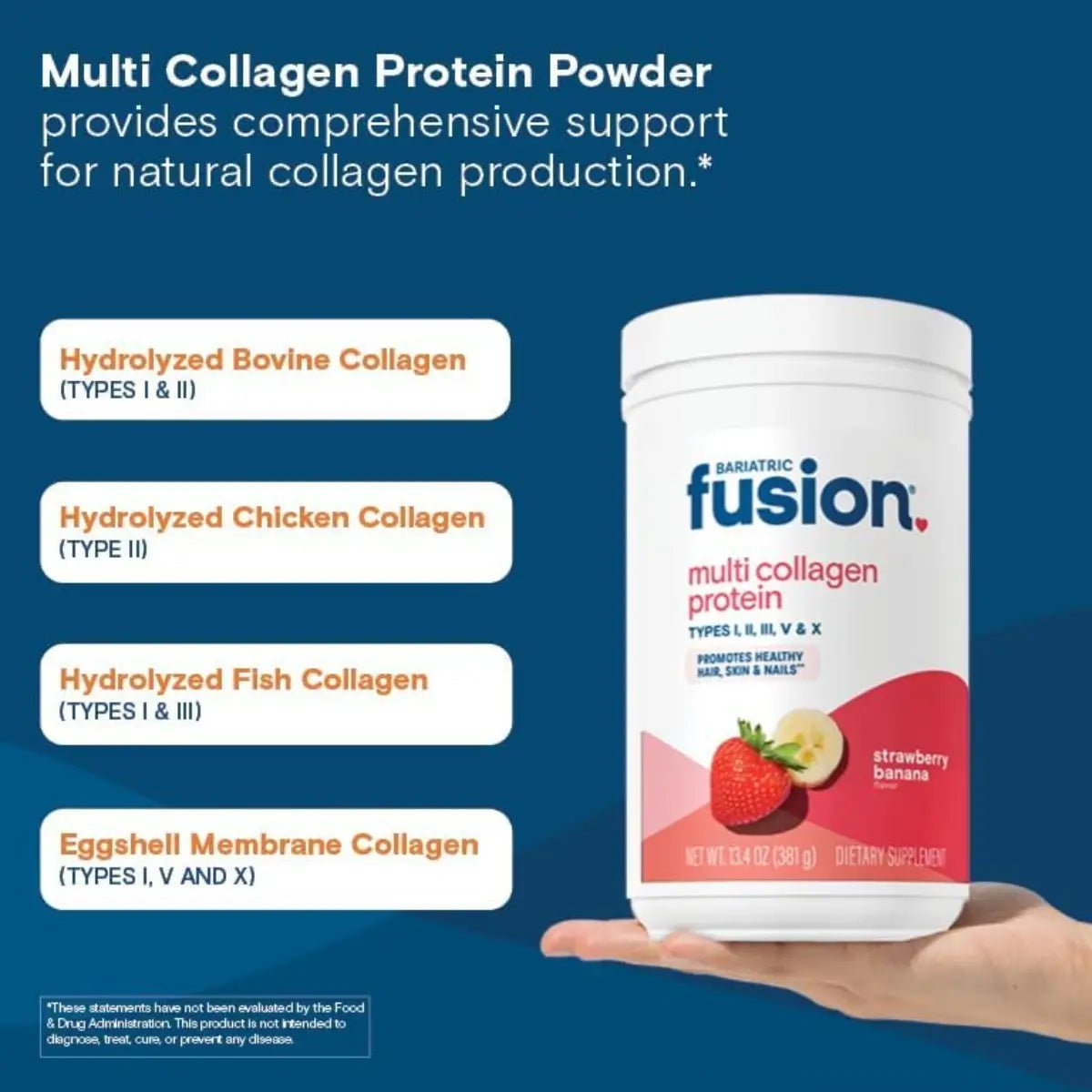 Bariatric Fusion Proteína Multi Colágeno 381g sabor Plátano Fresa - Hi Vitamins