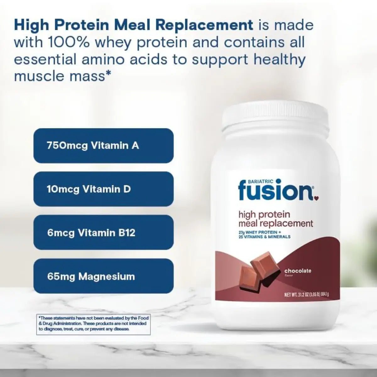 Bariatric Fusion Suplemento Alimenticio Alto en Proteína 884.1g sabor Chocolate - Hi Vitamins