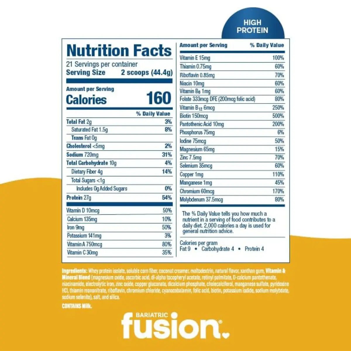 Bariatric Fusion Suplemento Alimenticio Alto en Proteína 932.4g sabor Sopa de Pollo - Hi Vitamins