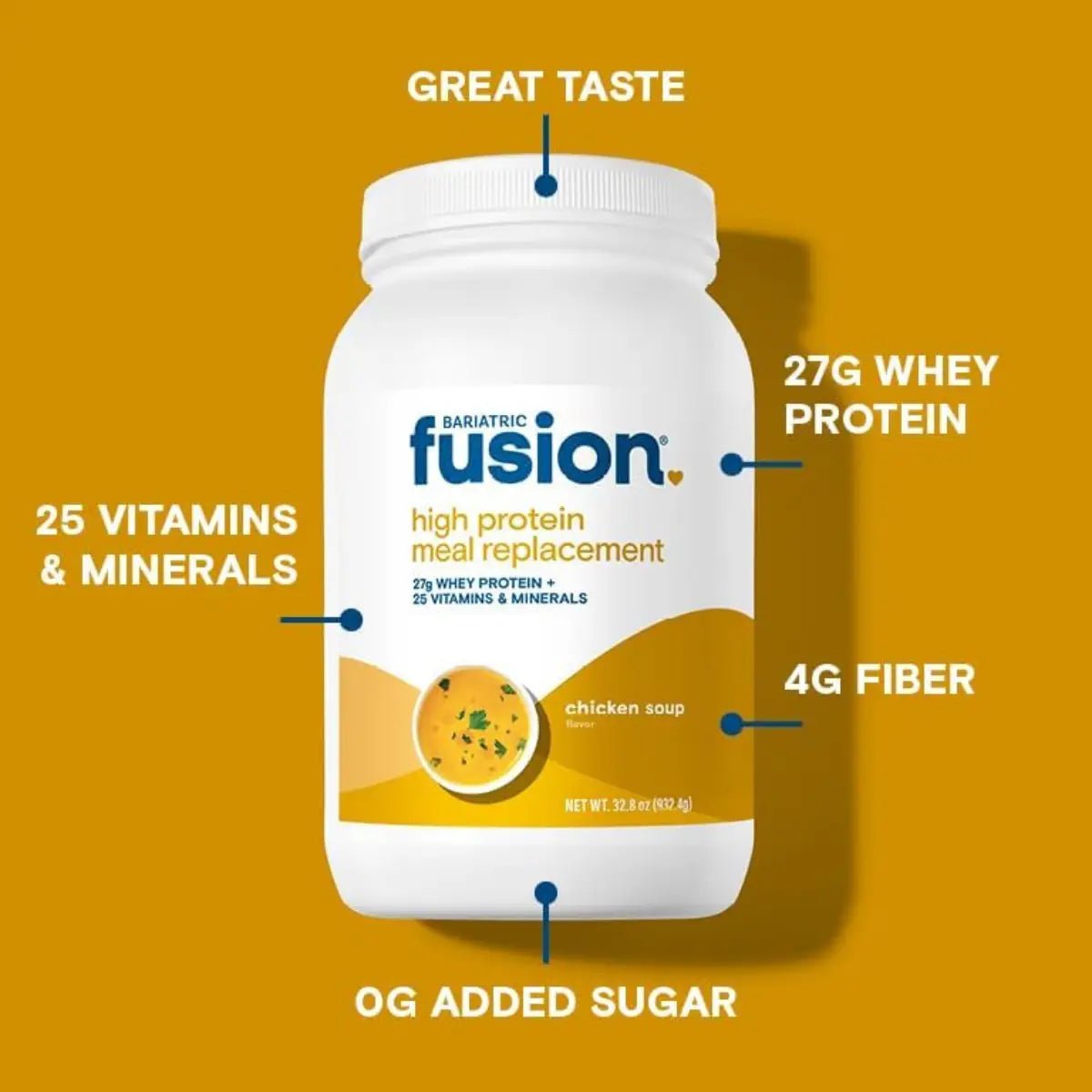 Bariatric Fusion Suplemento Alimenticio Alto en Proteína 932.4g sabor Sopa de Pollo - Hi Vitamins