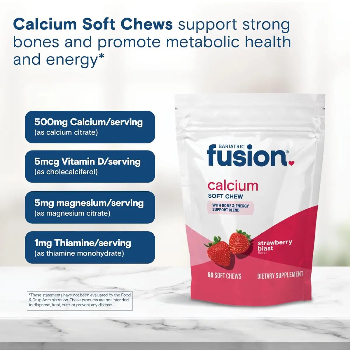 Bariatric Fusion® Calcio 60 Masticables Sabor Fresa - Hi Vitamins