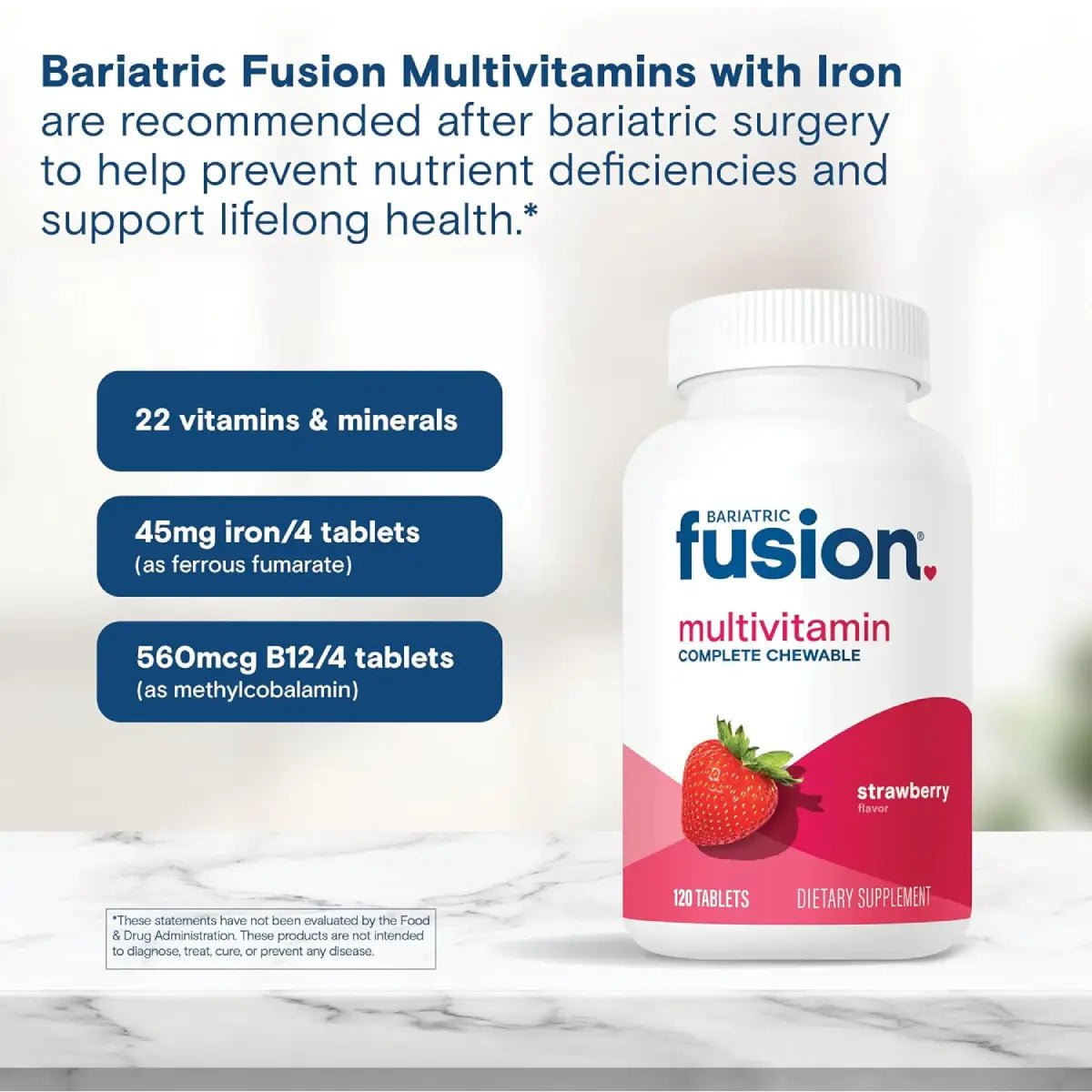 Bariatric Fusion® Complete Vitamin & Mineral 120 Tabletas Sabor Fresa - Hi Vitamins