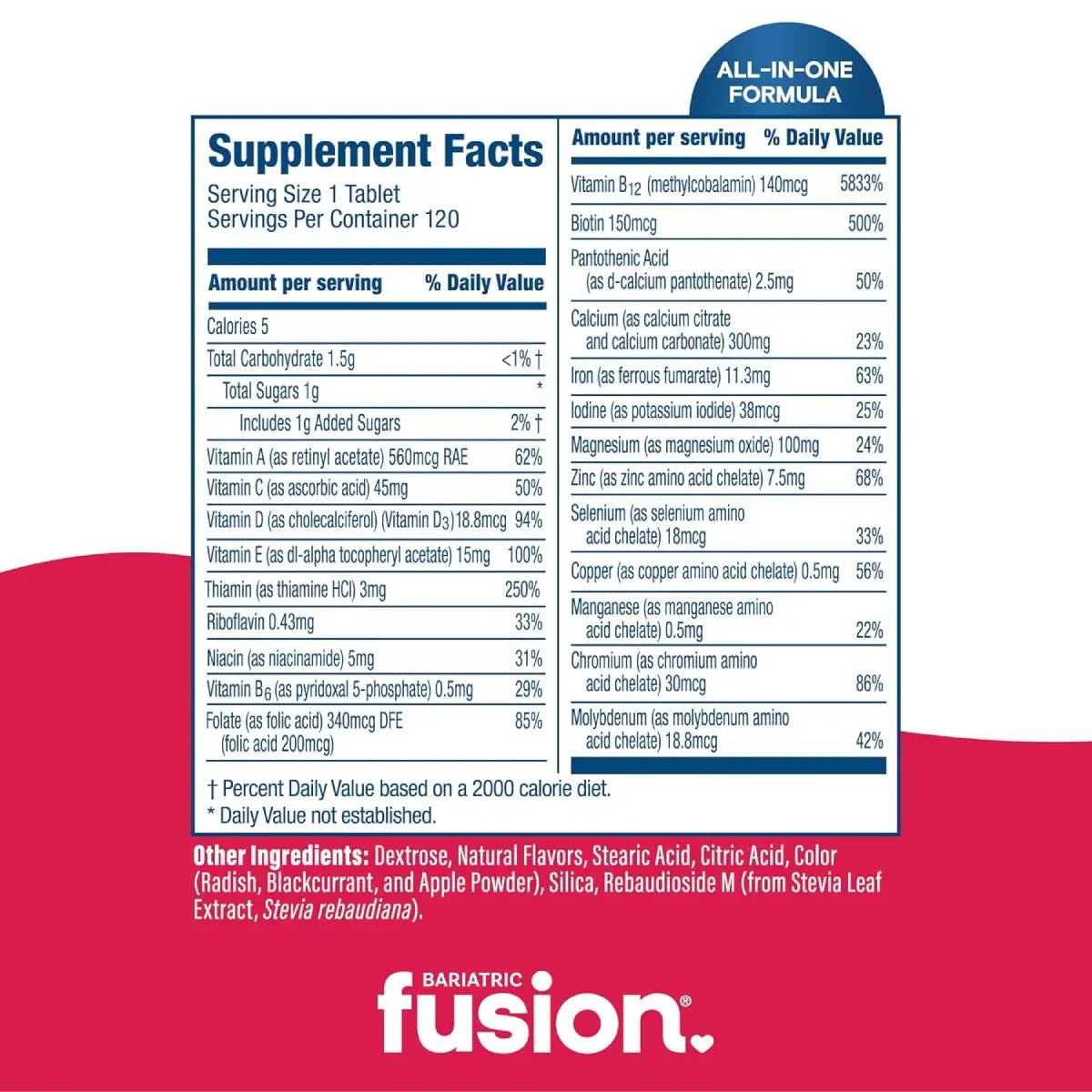 Bariatric Fusion® Complete Vitamin & Mineral 120 Tabletas Sabor Fresa - Hi Vitamins