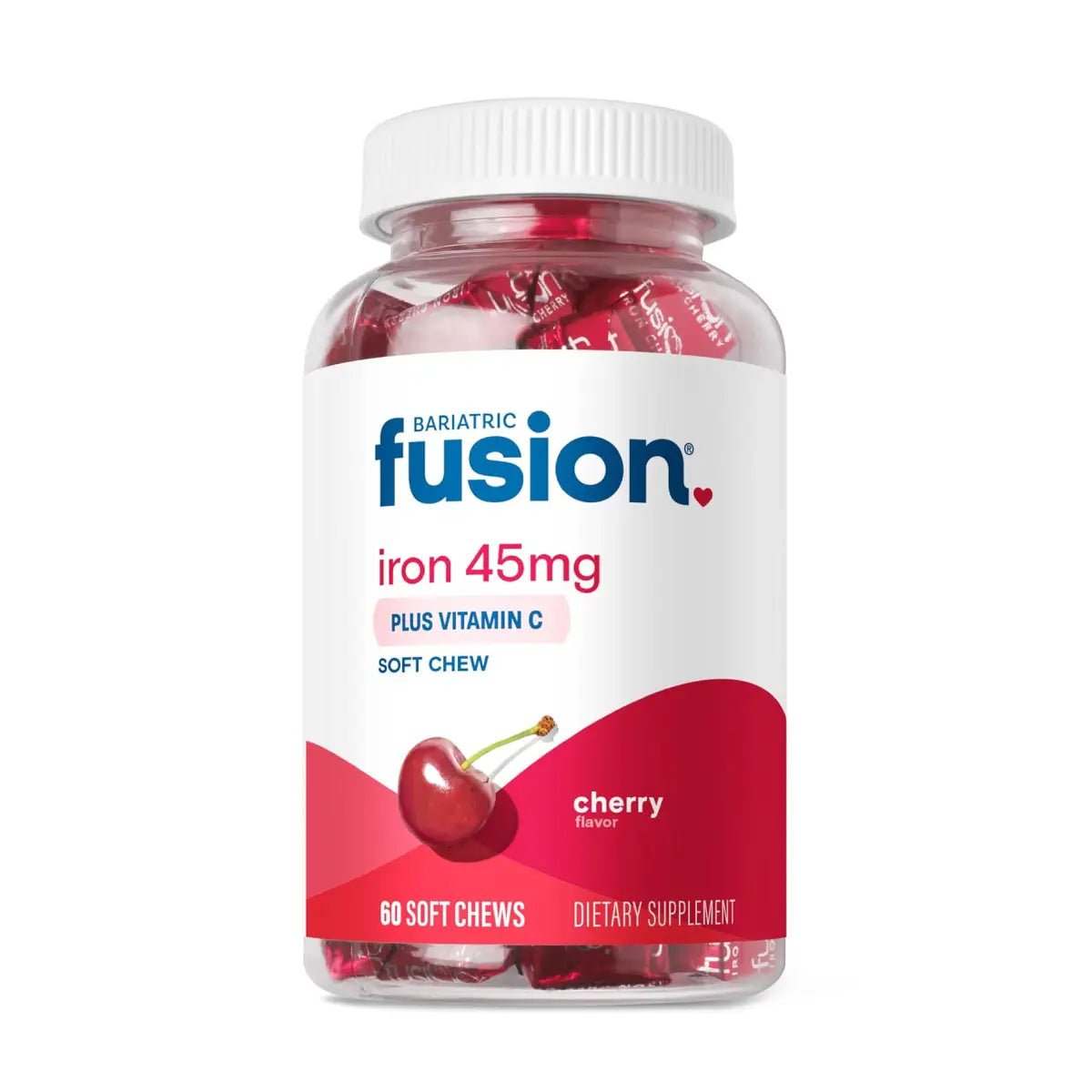 Bariatric Fusion® Hierro 45mg + Vitamina C 60 Masticables Sabor Cereza - Hi Vitamins