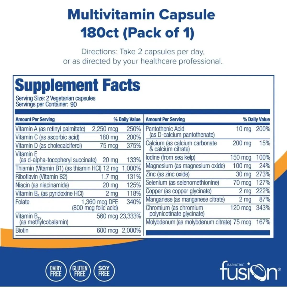 Bariatric Fusion® Multivitamínico 180 Cápsulas - Hi Vitamins
