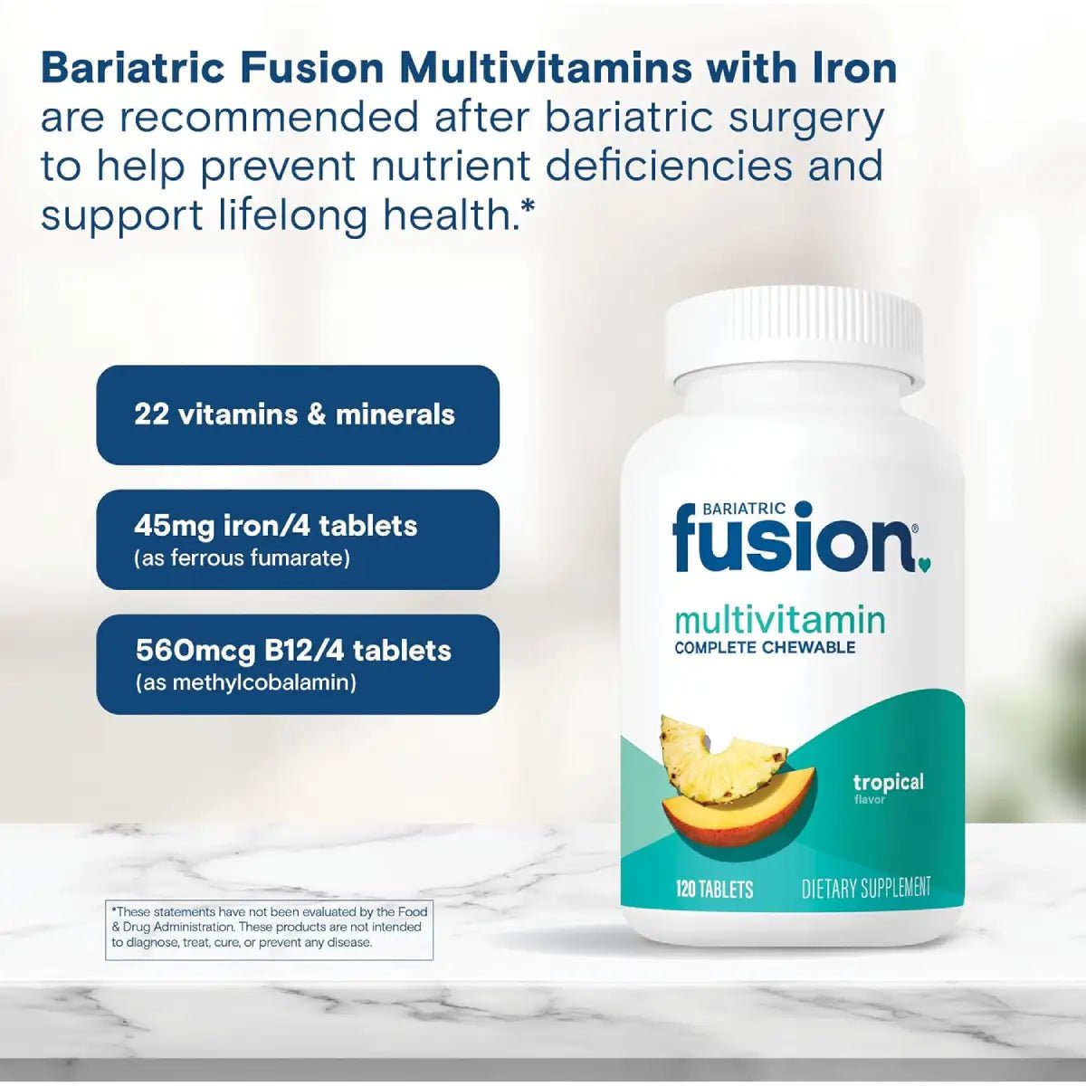Bariatric Fusion® Multivitamínico Bariátrico Sabor Tropical 120 Tabletas - Hi Vitamins