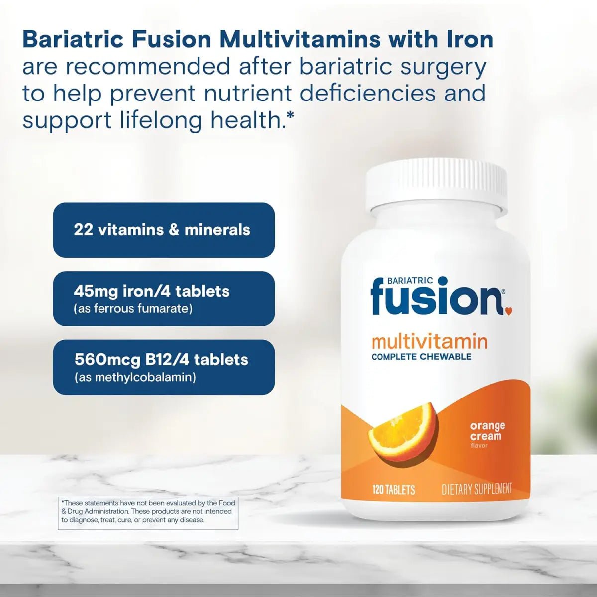 Bariatric Fusion® Multivitamínico Completo 120 Tabletas Sabor Crema de Naranja - Hi Vitamins