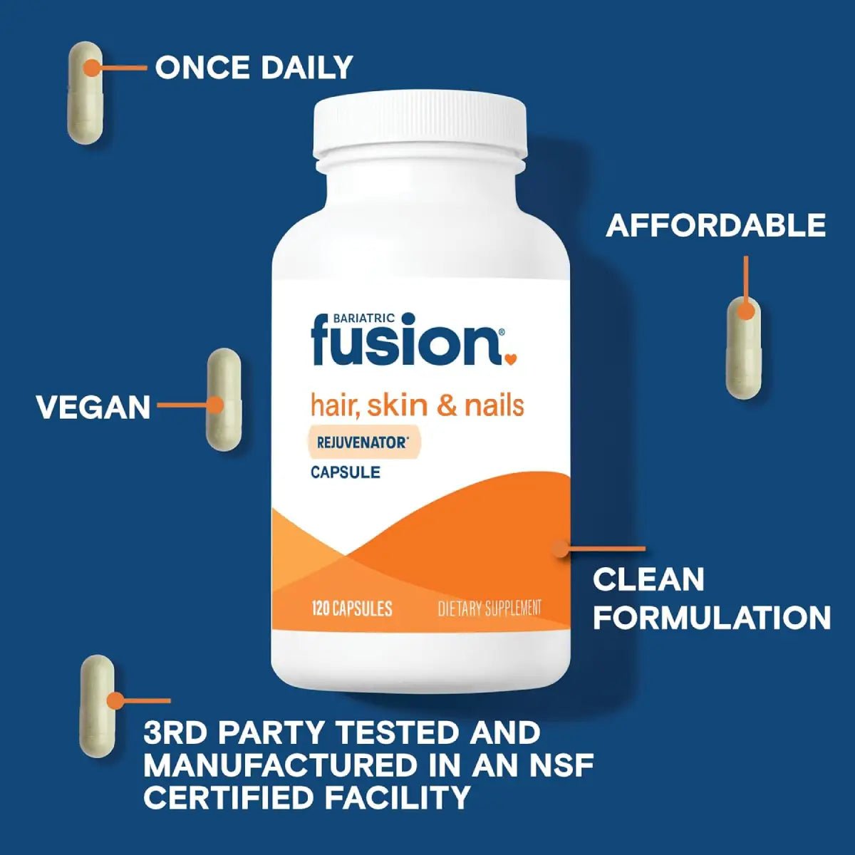 Bariatric Fusion® Rejuvenecimiento Hair Skin & Nails 120 Cápsulas - Hi Vitamins