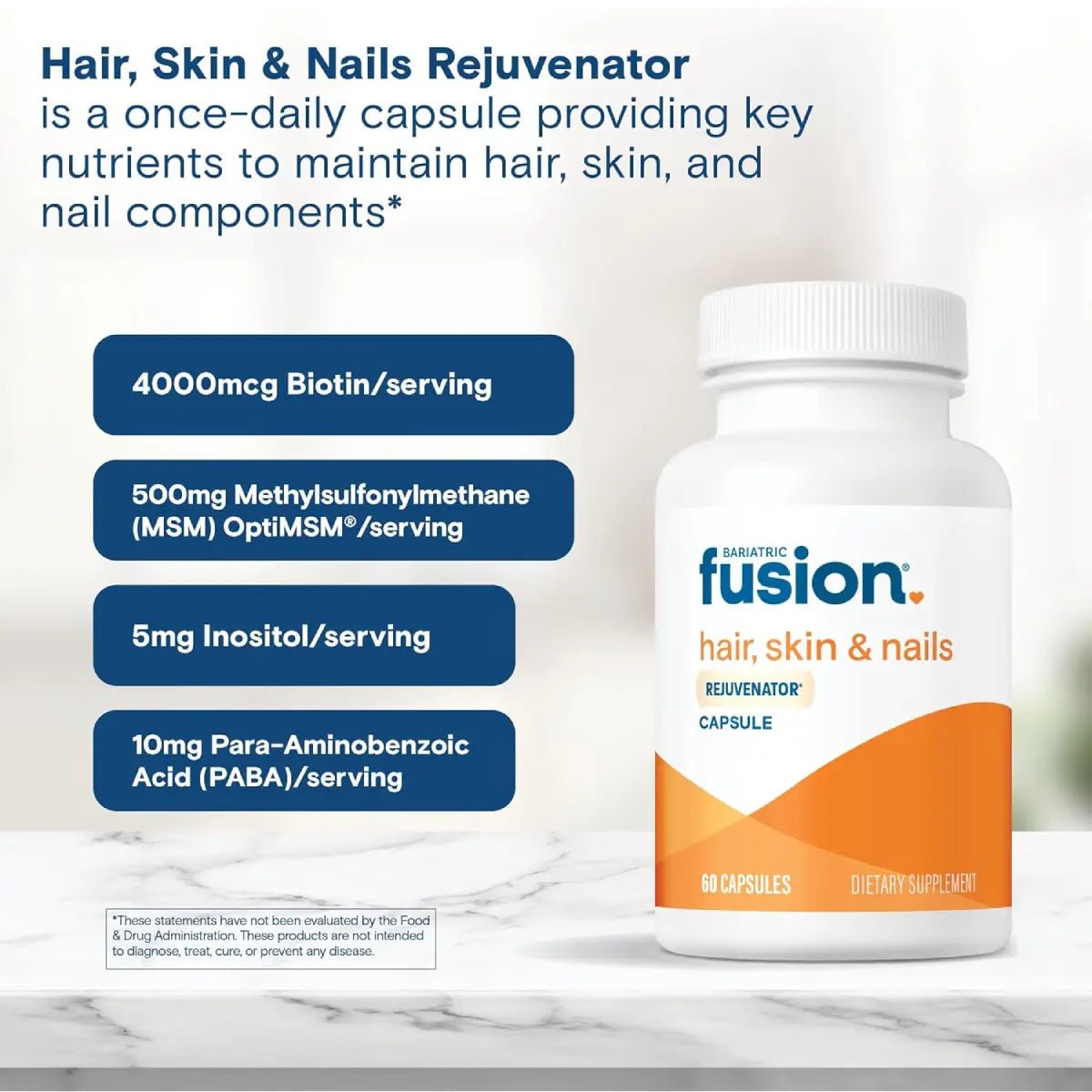 Bariatric Fusion® Hair, Skin & Nails Rejuvenecedor 60 Cápsulas - Hi Vitamins