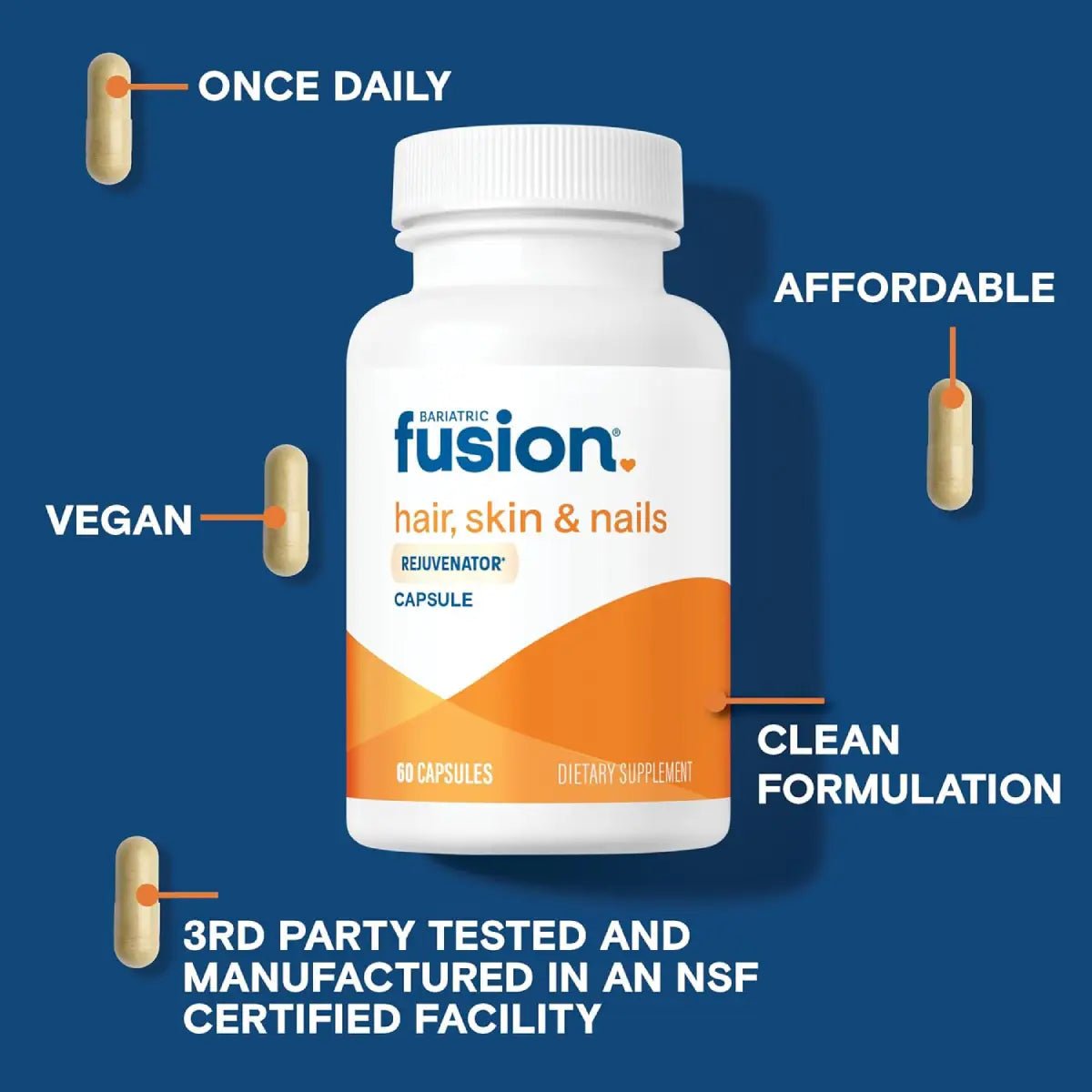 Bariatric Fusion® Hair, Skin & Nails Rejuvenecedor 60 Cápsulas - Hi Vitamins