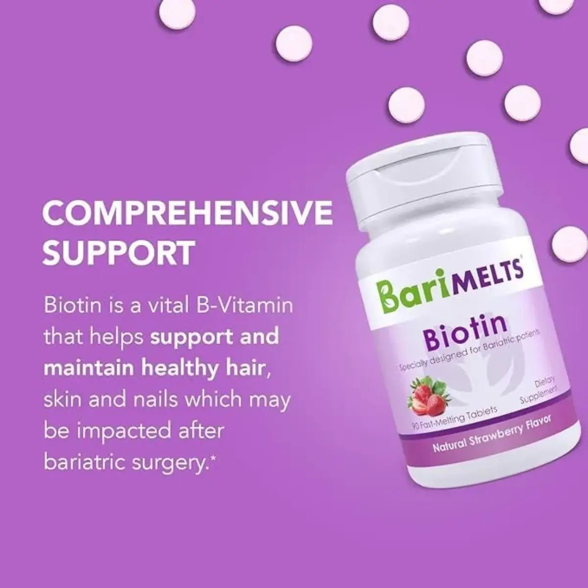 Barimelts® Biotin 90 Tabletas Sabor Fresa - Hi Vitamins