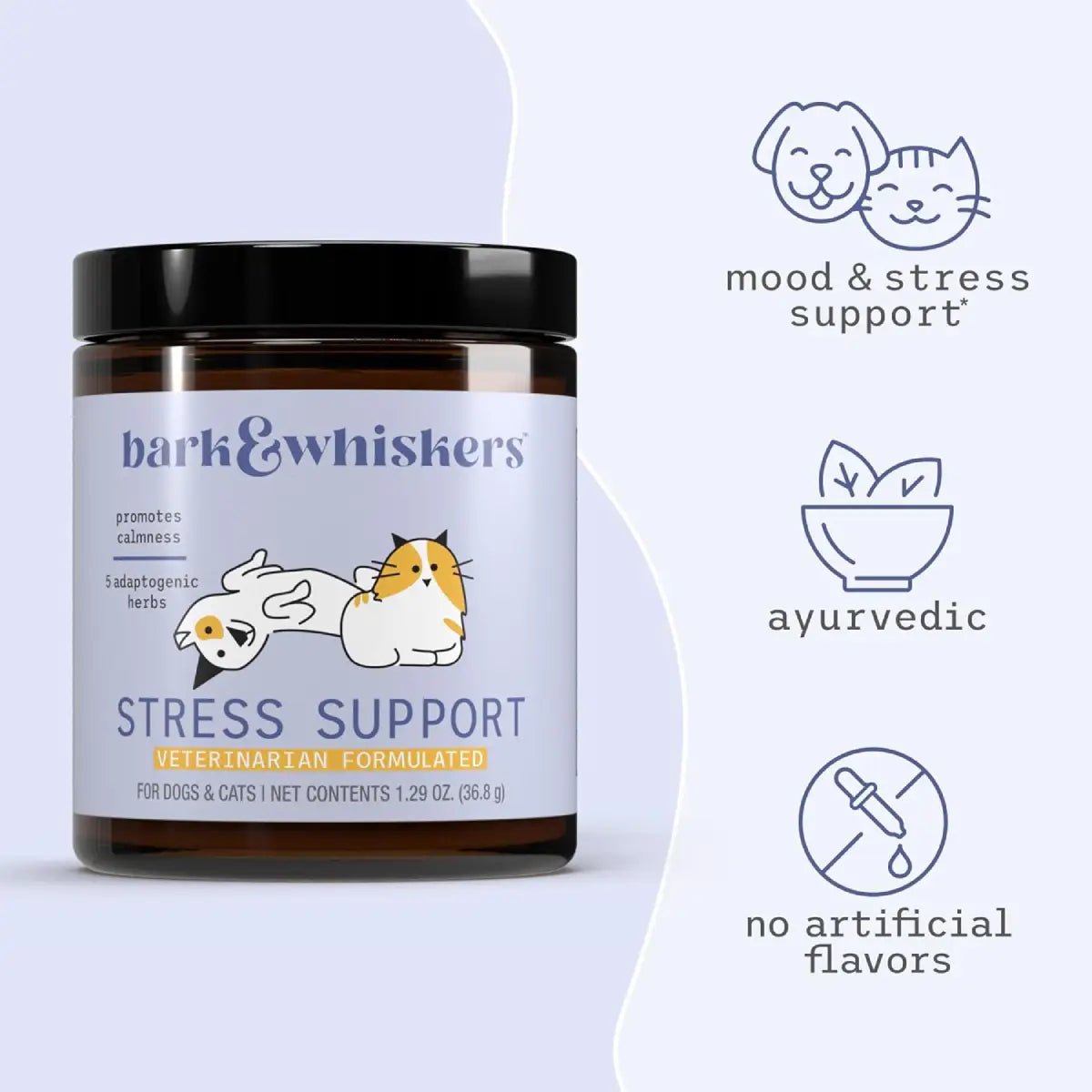Bark & Whiskers Apoyo para Perros y Gatos Contra el Estrés 1.29 oz 36.8g - Hi Vitamins