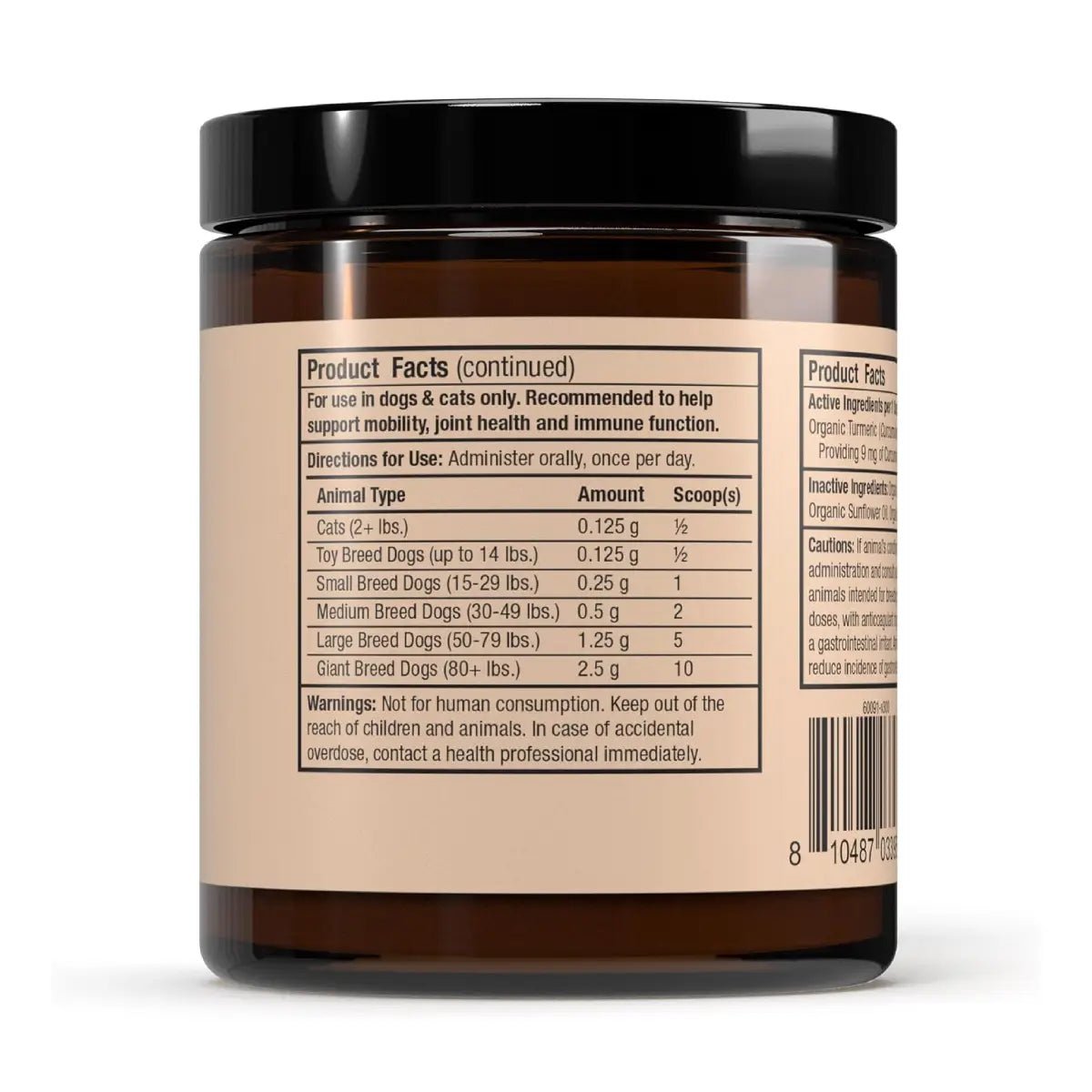 Bark & Whiskers Cúrcuma Orgánica para Mascotas 2.64 Oz 75 G - Hi Vitamins