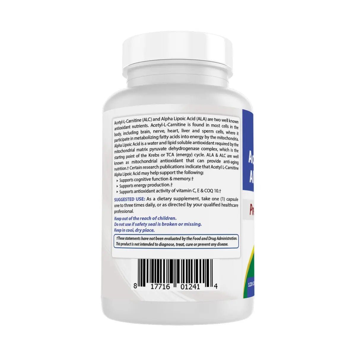 Best Naturals Acetyl L - Carnitine Alpha Lipoic Acid 750 Mg 120 Cápsulas - Hi Vitamins