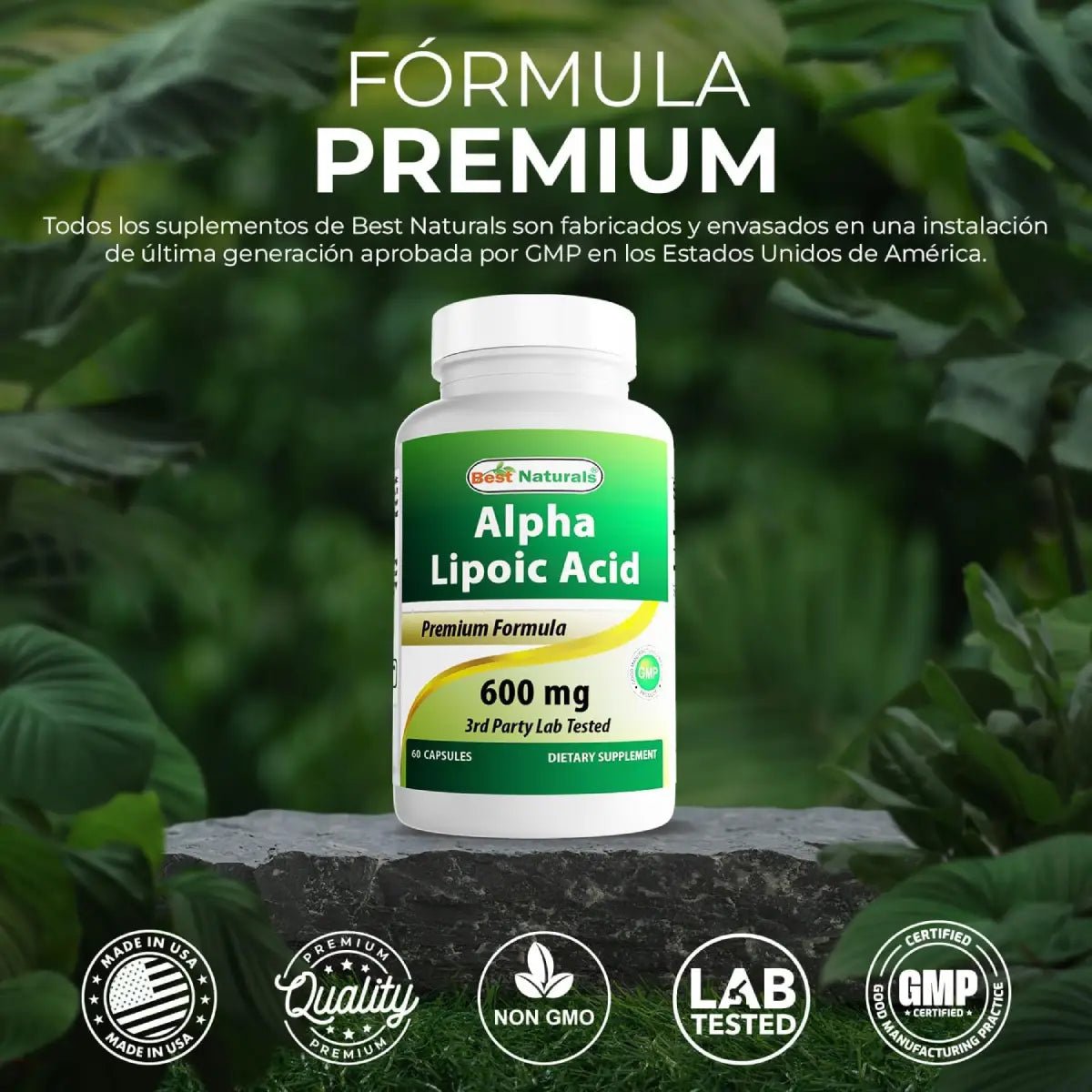 Best Naturals Ácido Alfa Lipoico 600 mg 60 cápsulas - Hi Vitamins