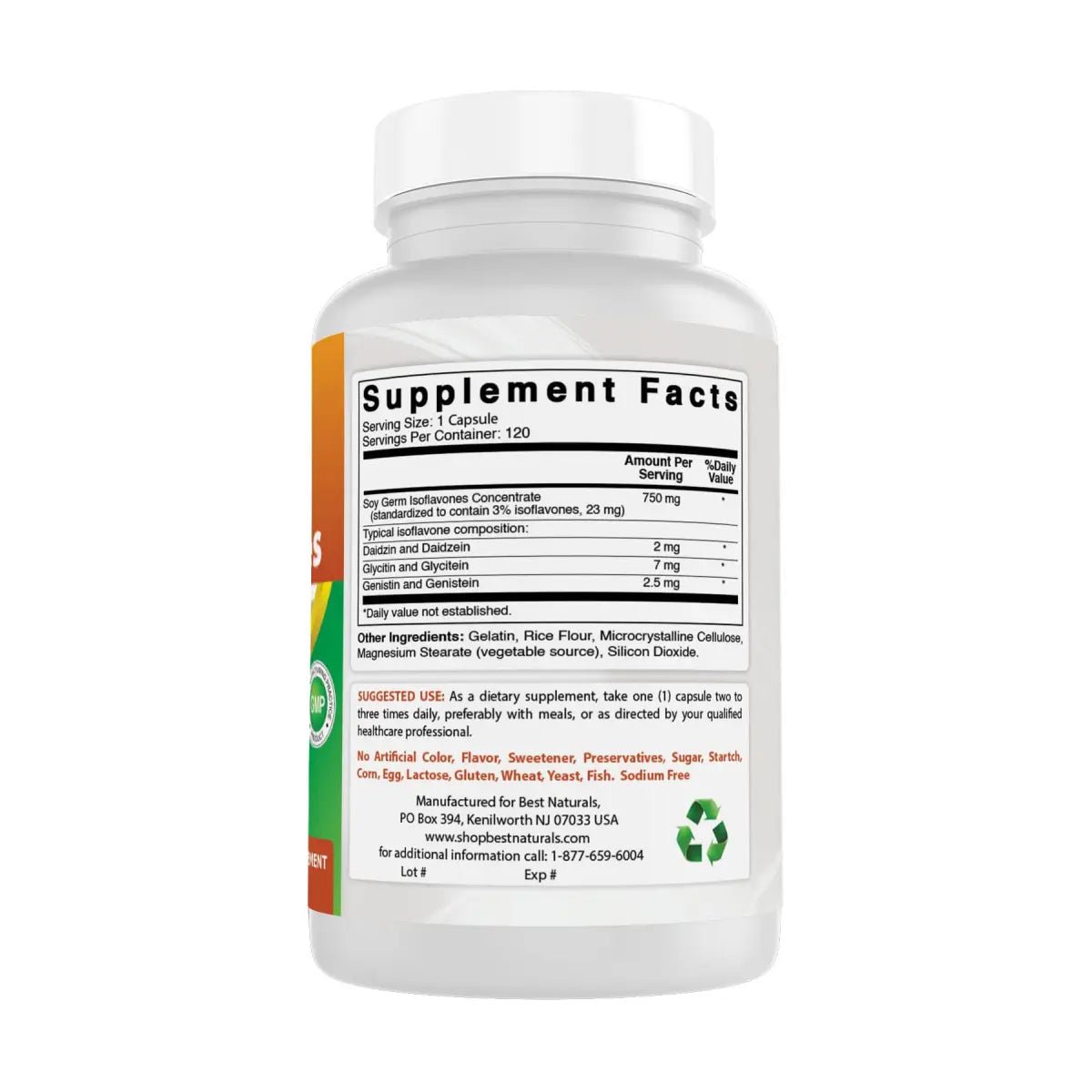 Best Naturals Isoflavonas de Soja 750 Mg 120 Cápsulas - Hi Vitamins