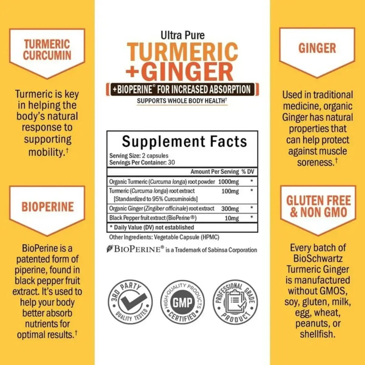 Bio Schwartz Turmeric + Ginger 60 Cápsulas - Hi Vitamins