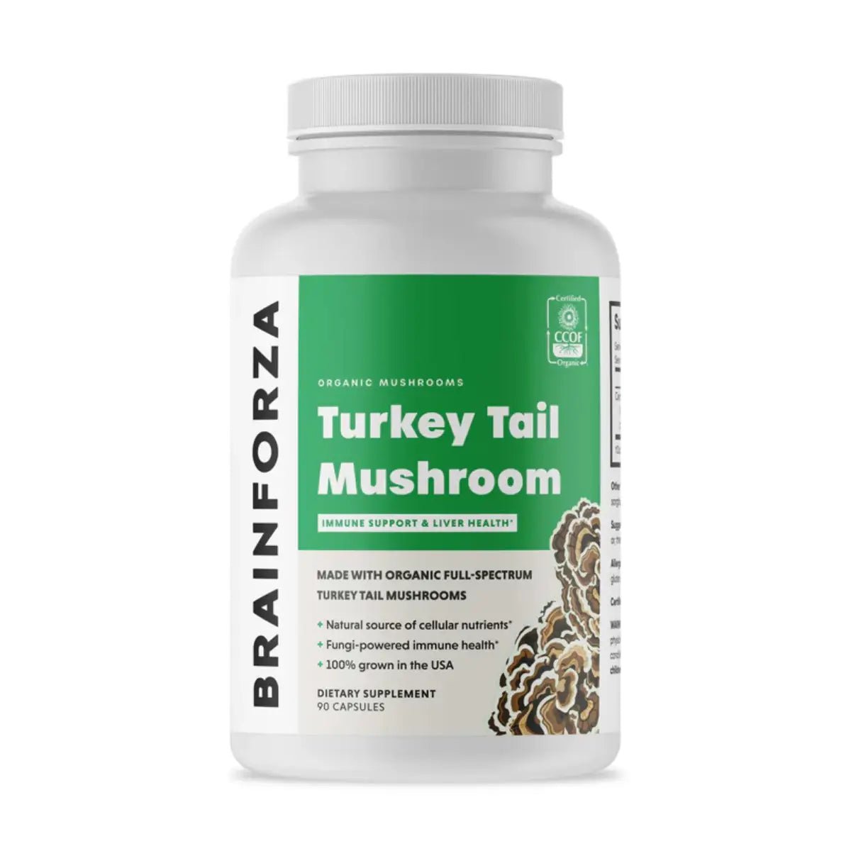Brain Forza Turkey Tail Mushroom 90 cápsulas – Apoyo inmunológico - Hi Vitamins
