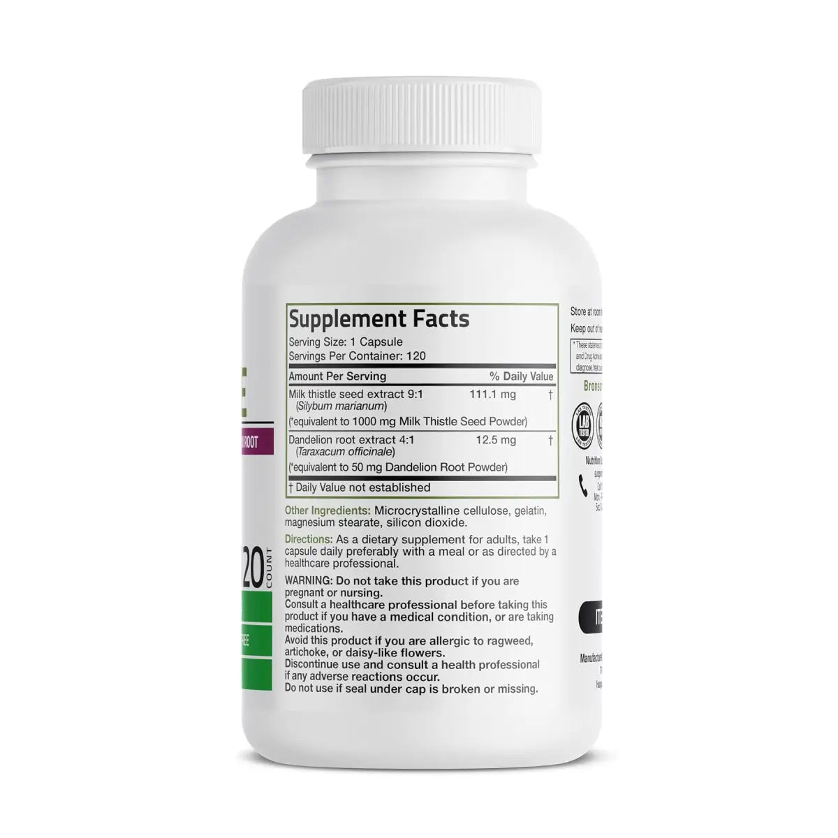 Bronson Milk Thistle (Cardo Mariano) 120 Cápsulas - Hi Vitamins