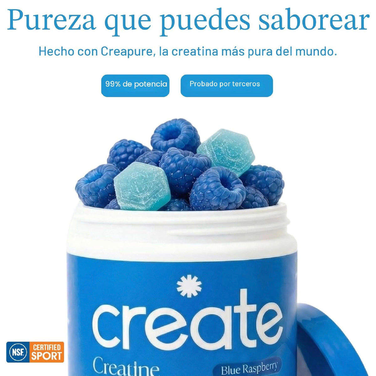Create Gomitas de Creatina Creapure 60 Gomitas Apoyo Fuerza, Resistencia, Enfoque y Recuperación Muscular