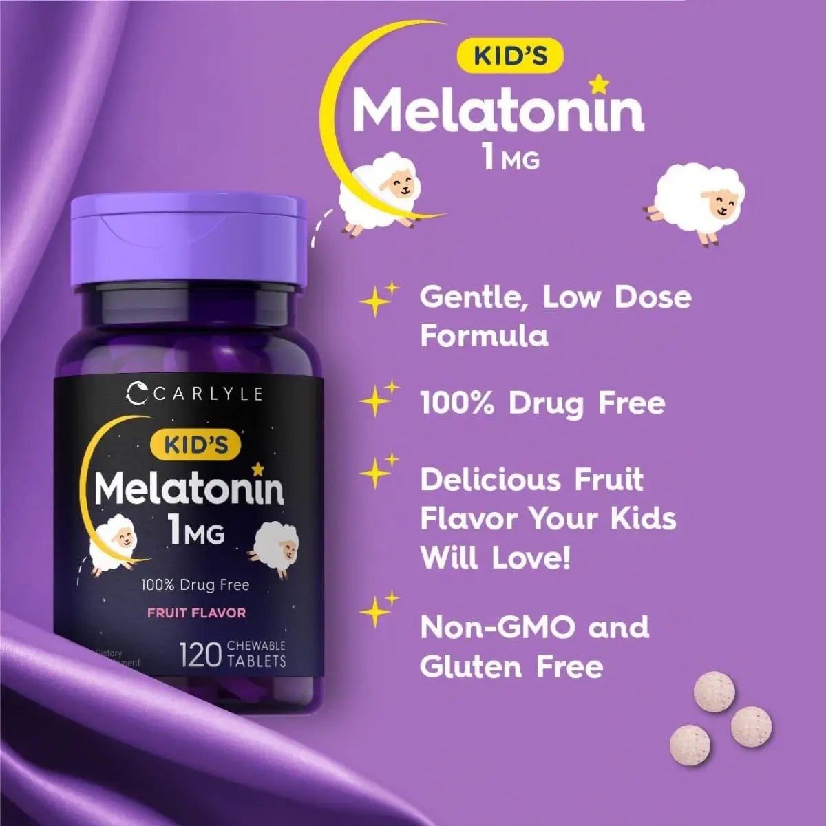 Carlyle Kid's Melatonina 1 Mg 120 Tabletas Sabor Frutal - Hi Vitamins