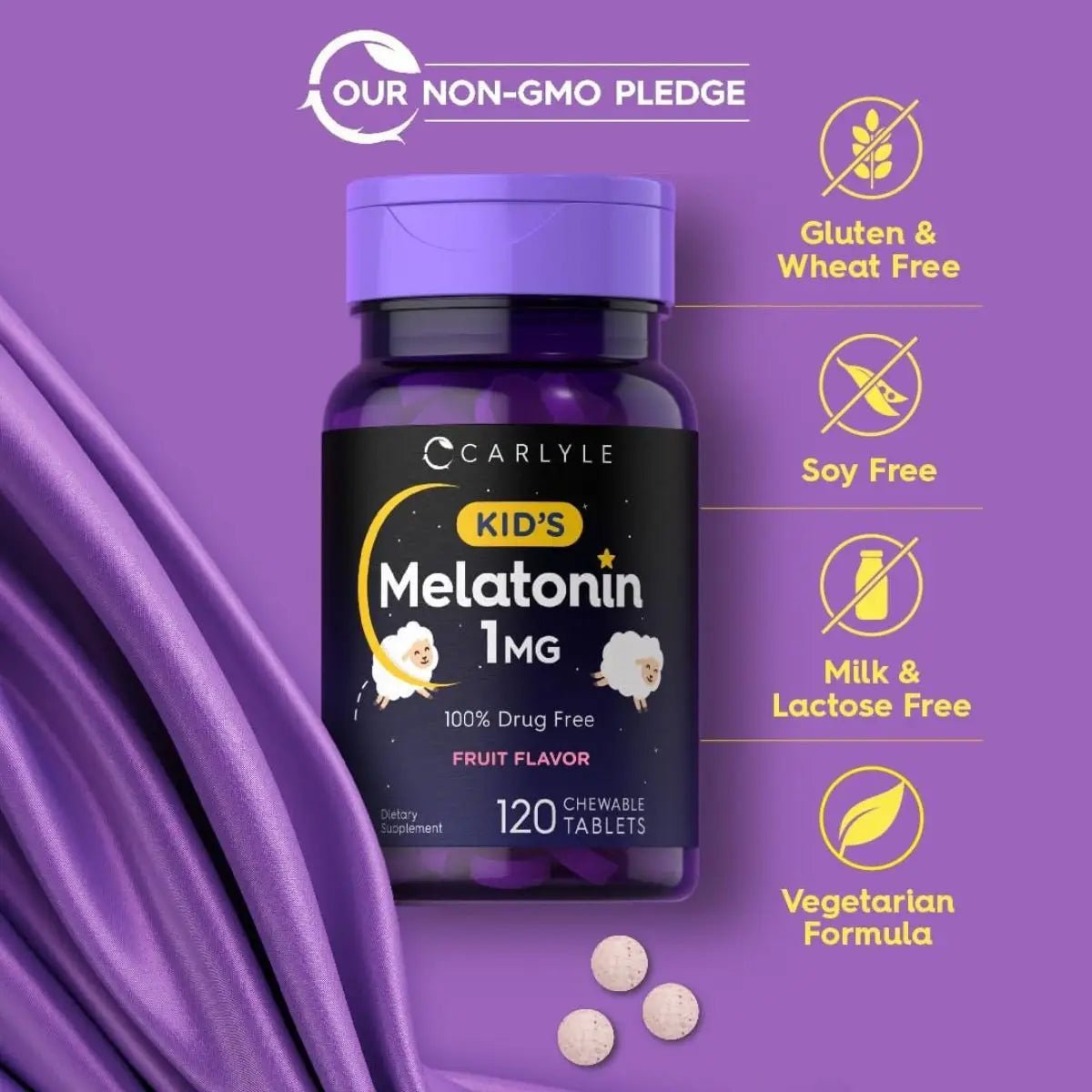 Carlyle Kid's Melatonina 1 Mg 120 Tabletas Sabor Frutal - Hi Vitamins