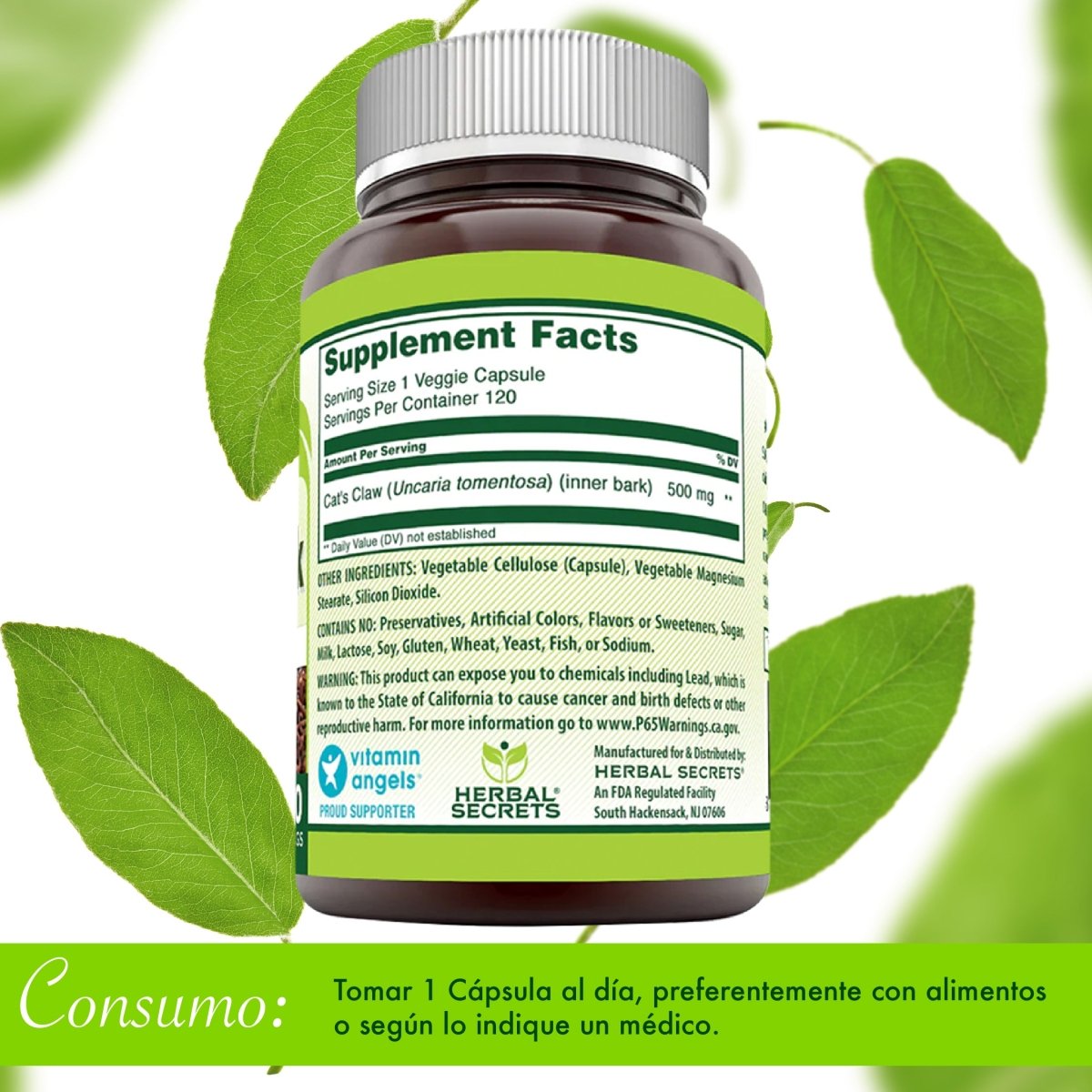 Herbal Secrets Cat's Claw Bark 120 Cápsulas - Hi Vitamins