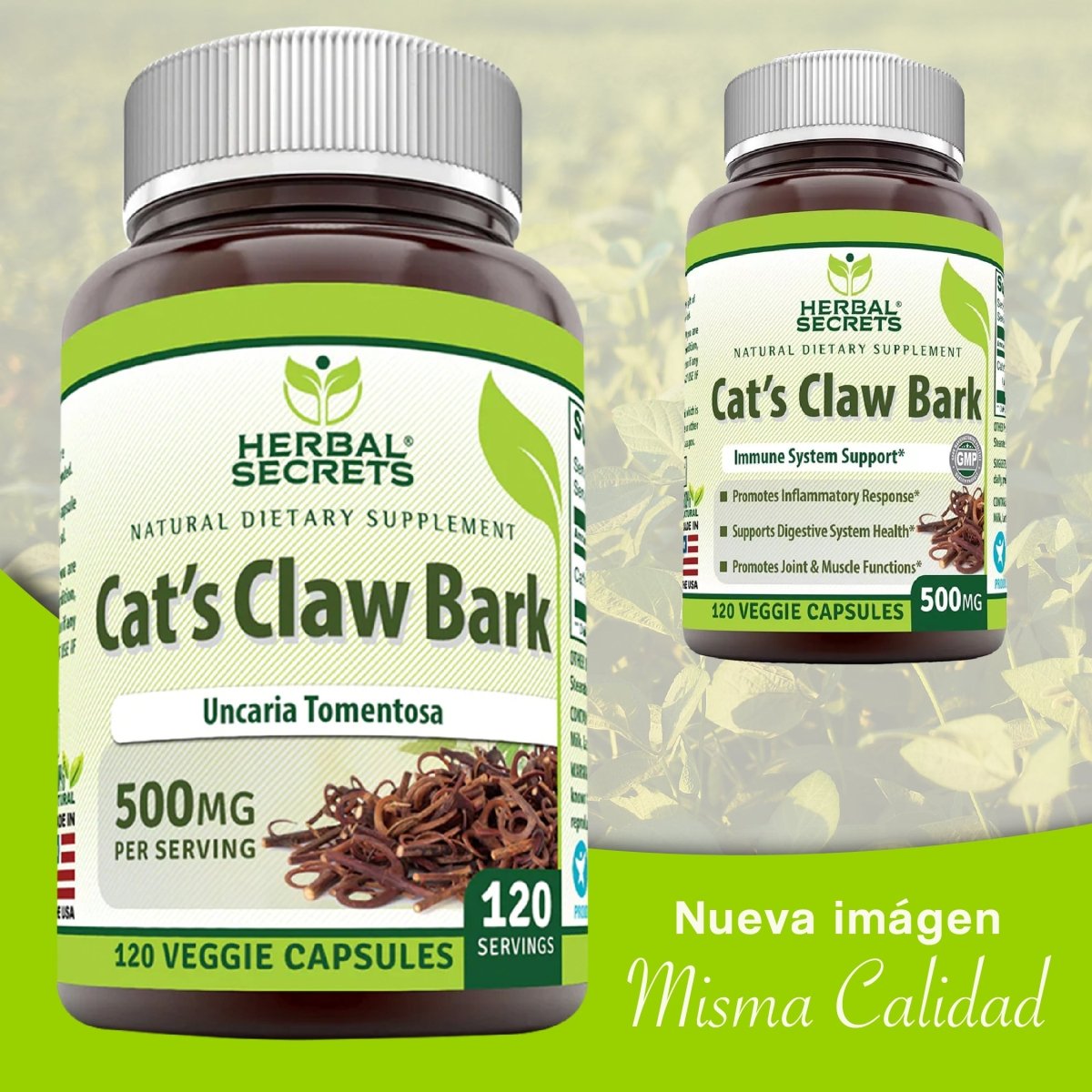 Herbal Secrets Cat's Claw Bark 120 Cápsulas - Hi Vitamins