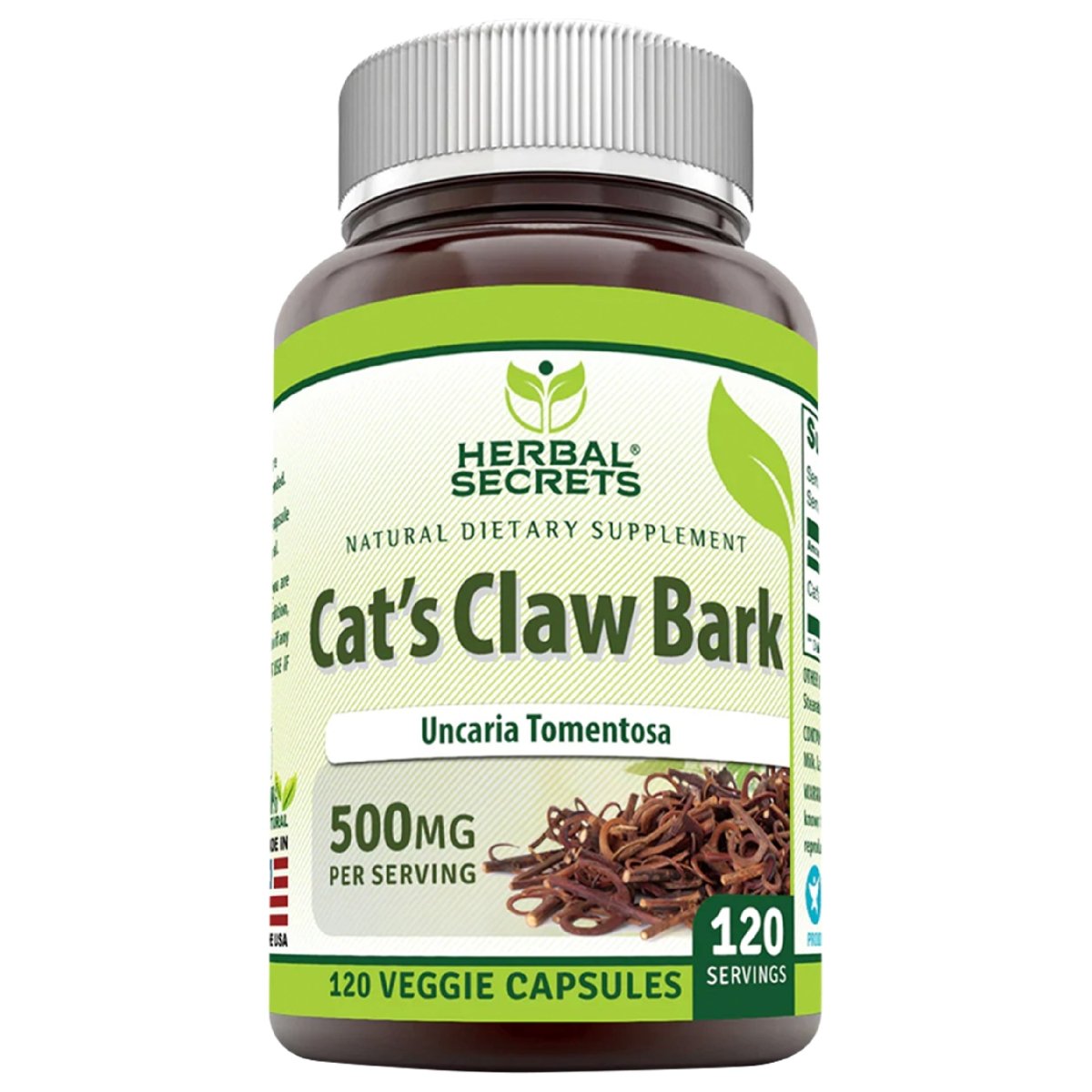 Herbal Secrets Cat&#39;s Claw Bark 120 Cápsulas - Hi Vitamins
