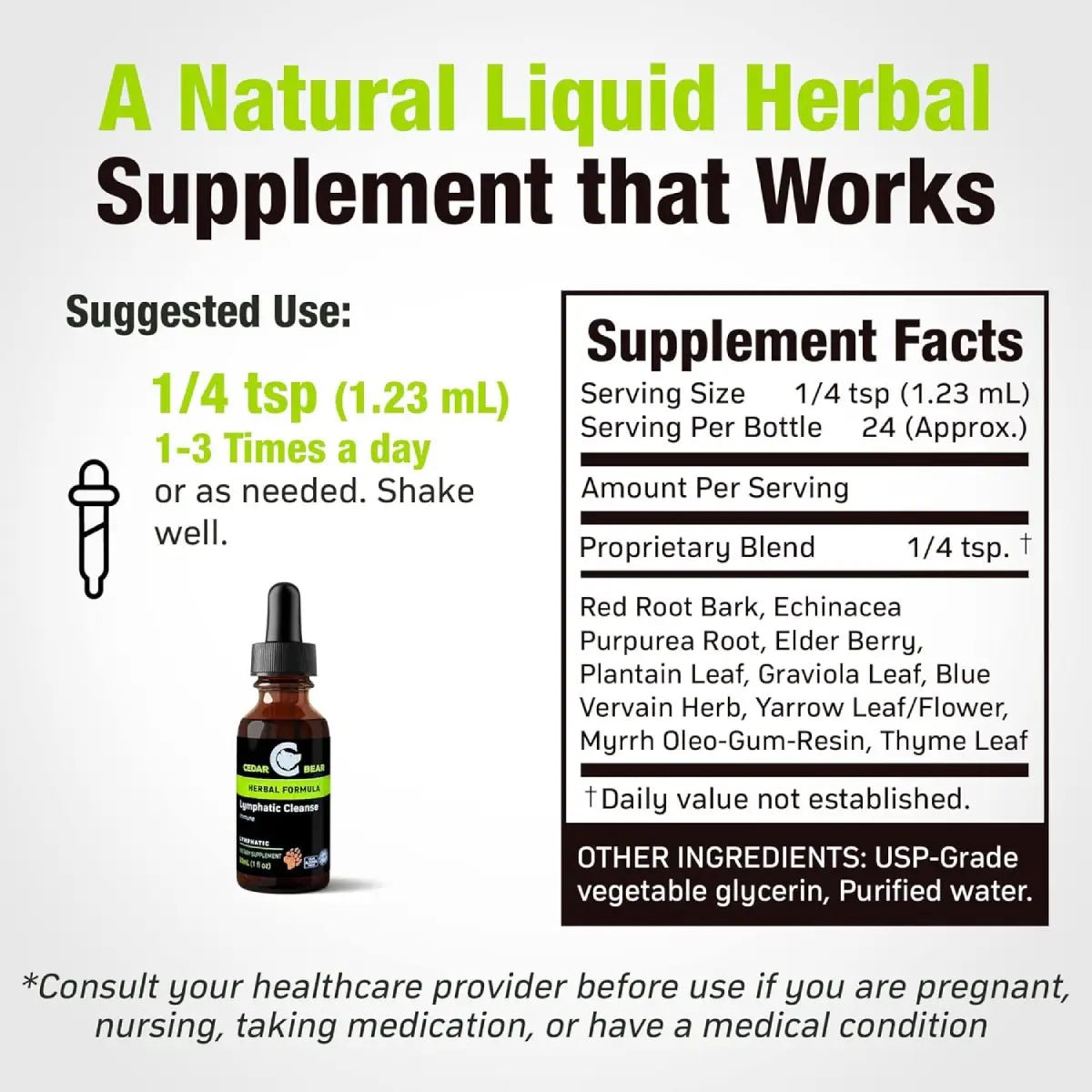 Cedar Bear Lymphatic Cleanse Gotas Detox Linfático 30 ml - Hi Vitamins