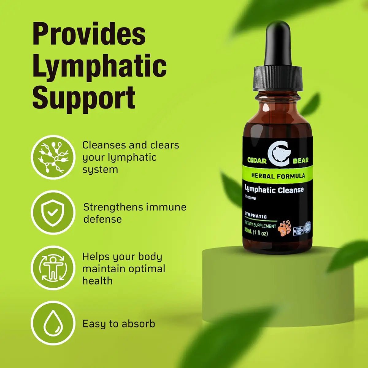 Cedar Bear Lymphatic Cleanse Gotas Detox Linfático 30 ml - Hi Vitamins