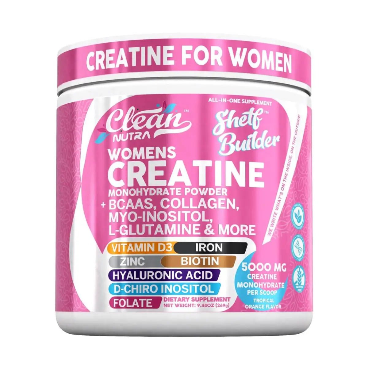 Clean Nutra Women's Creatina Monohidratada 5000 mg 269 g - Hi Vitamins