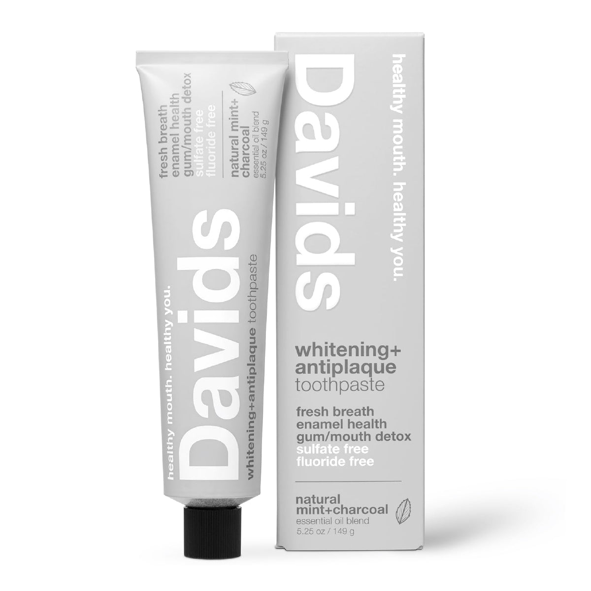 Davids Pasta Dental de Carbón 149 g Blanqueamiento Dental Natural Antiplaca y Frescura de Menta