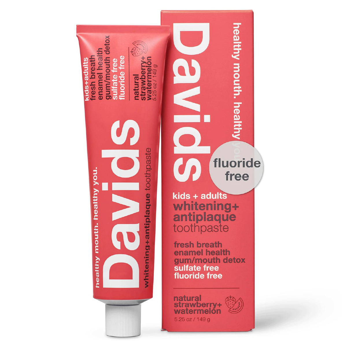 Davids Pasta Dental Fresa y Sandía 149 g Blanqueamiento Natural Antiplaca y Cuidado del Esmalte