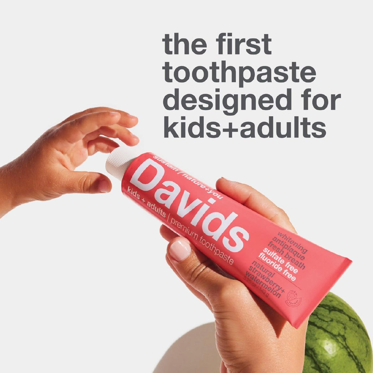 Davids Pasta Dental Fresa y Sandía 149 g Blanqueamiento Natural Antiplaca y Cuidado del Esmalte